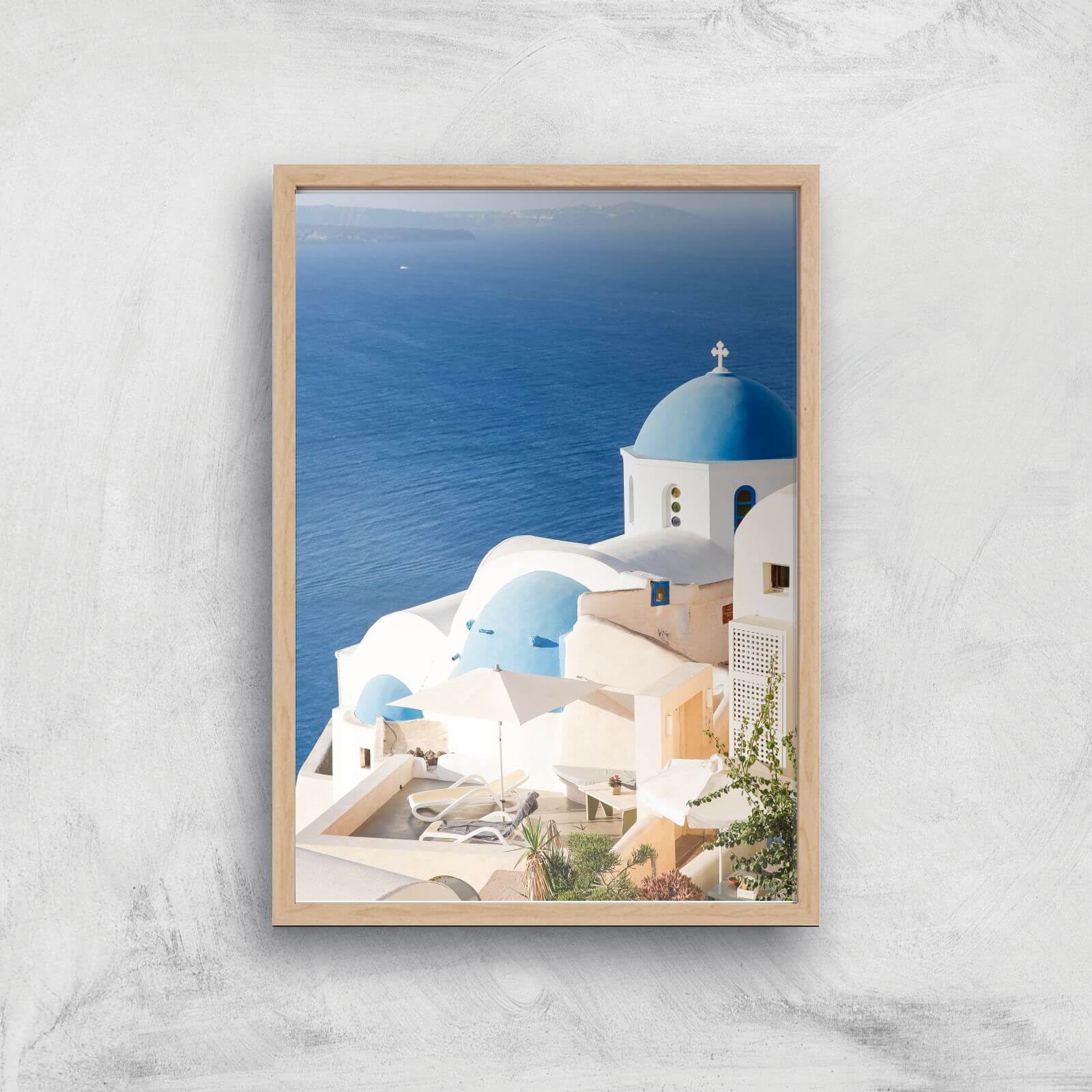 Santorini Views Giclee Art Print - A3 - Wooden Frame