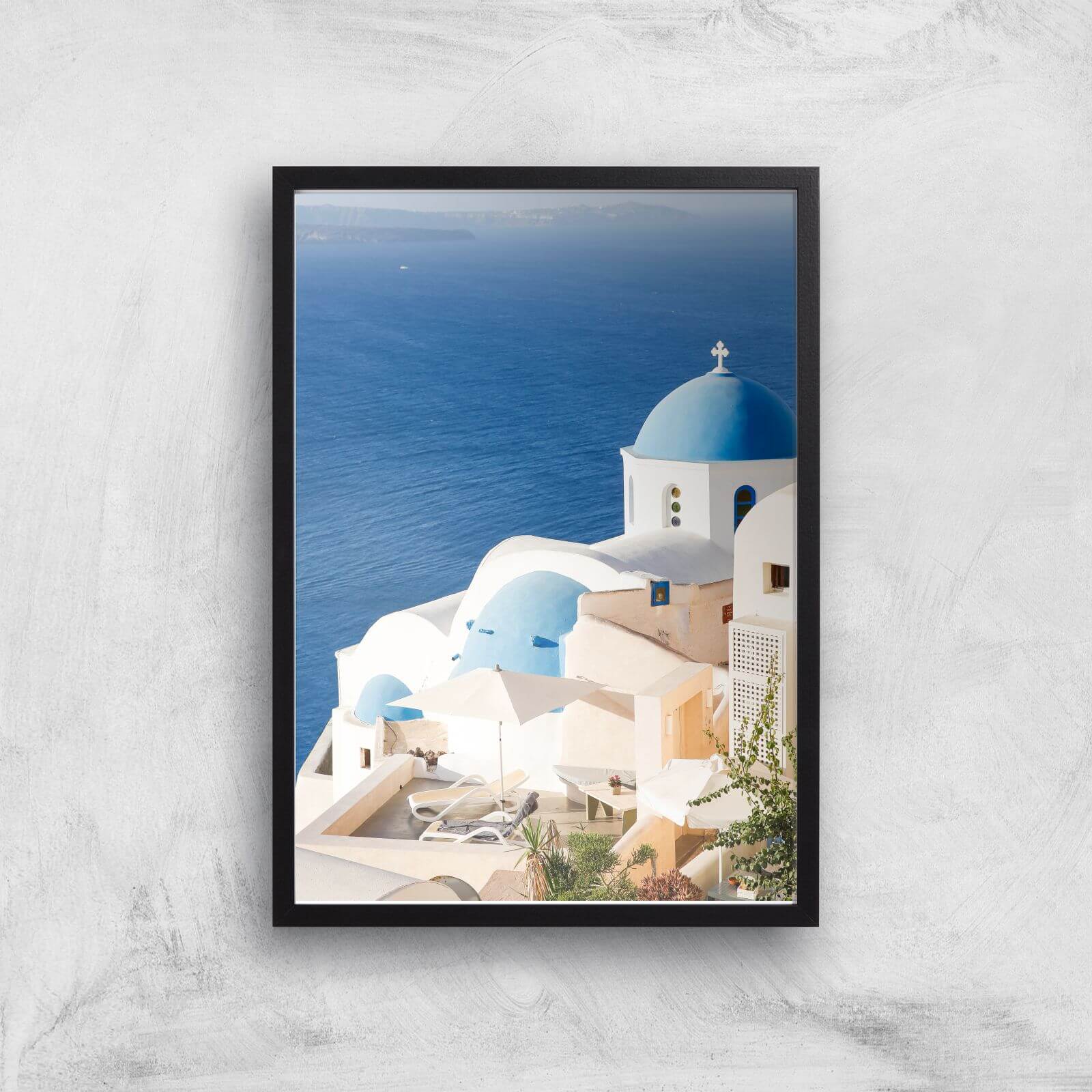 Santorini Views Giclee Art Print - A2 - Black Frame
