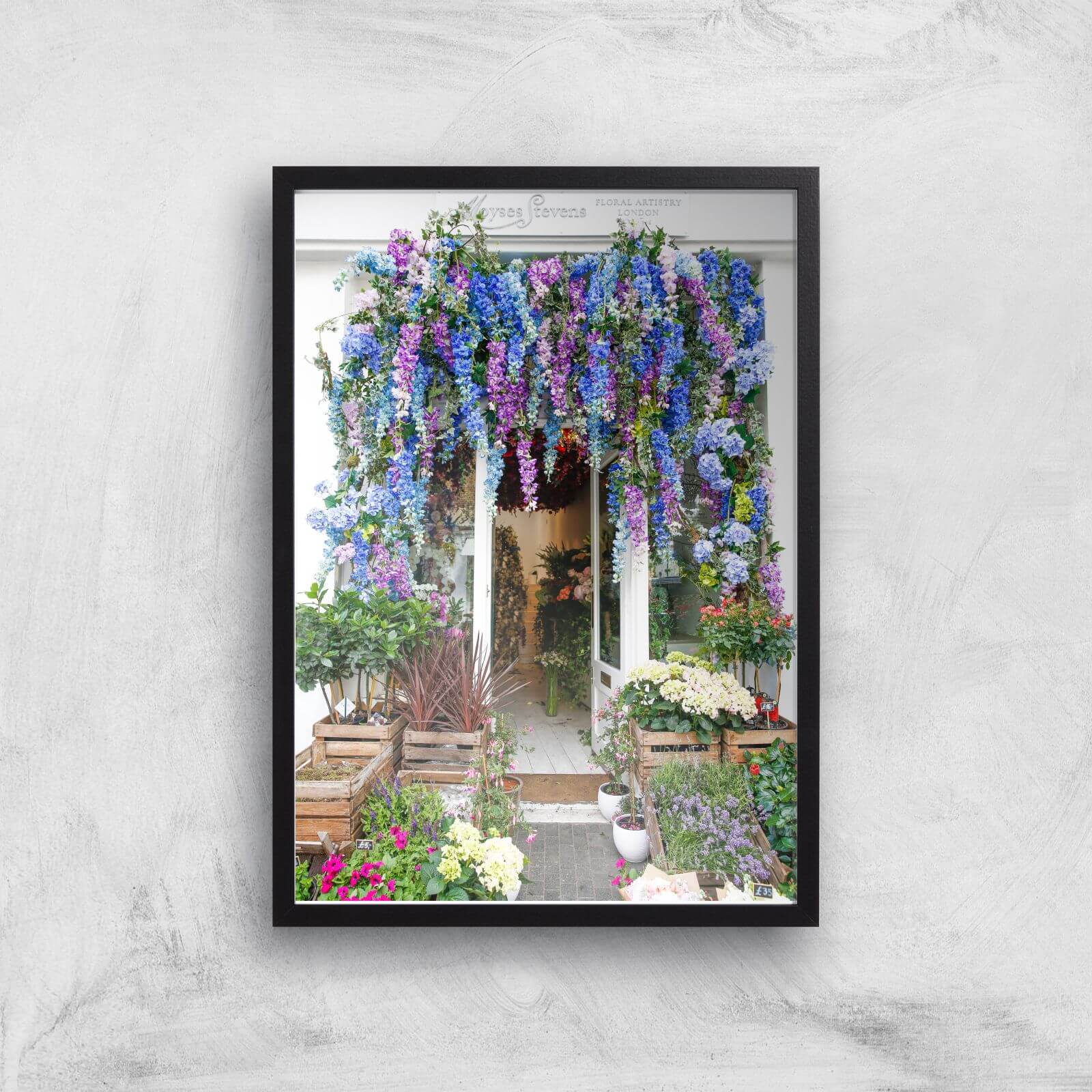 London Flower Shop Giclee Art Print - A3 - Black Frame