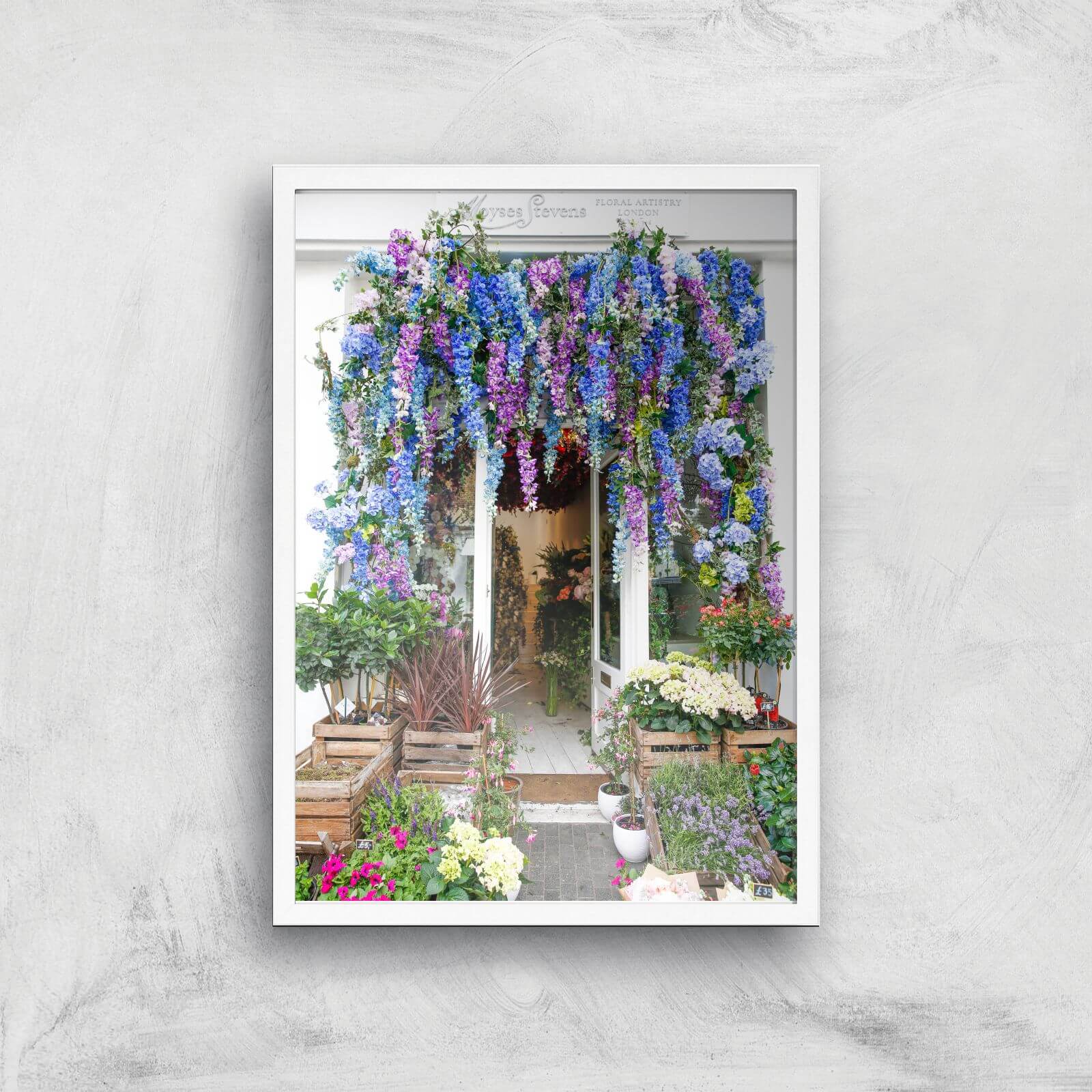 London Flower Shop Giclee Art Print - A2 - White Frame