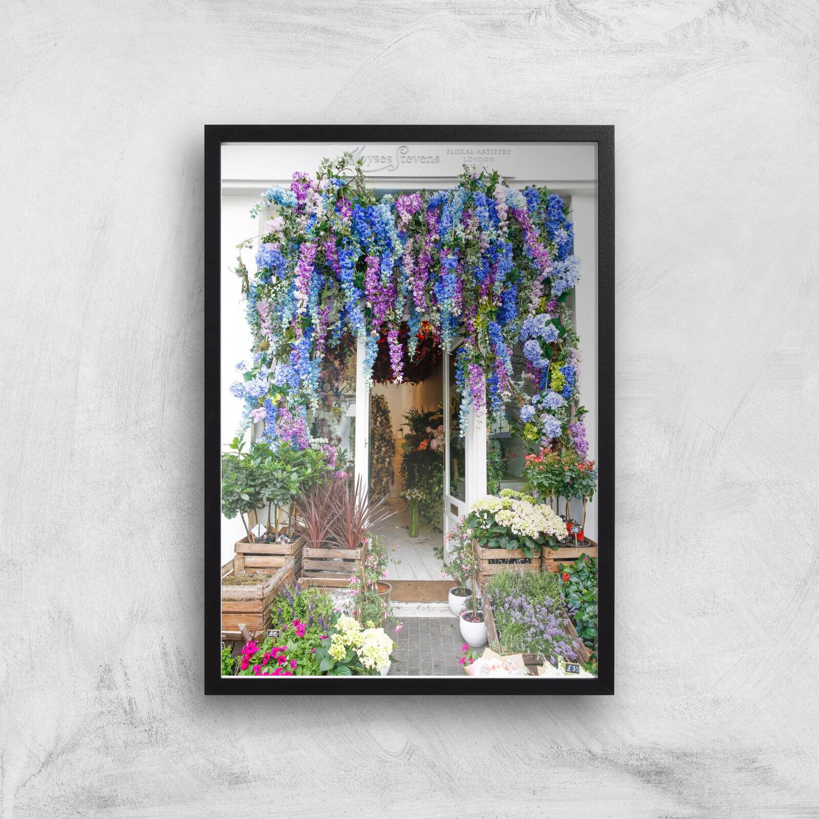 London Flower Shop Giclee Art Print - A2 - Black Frame