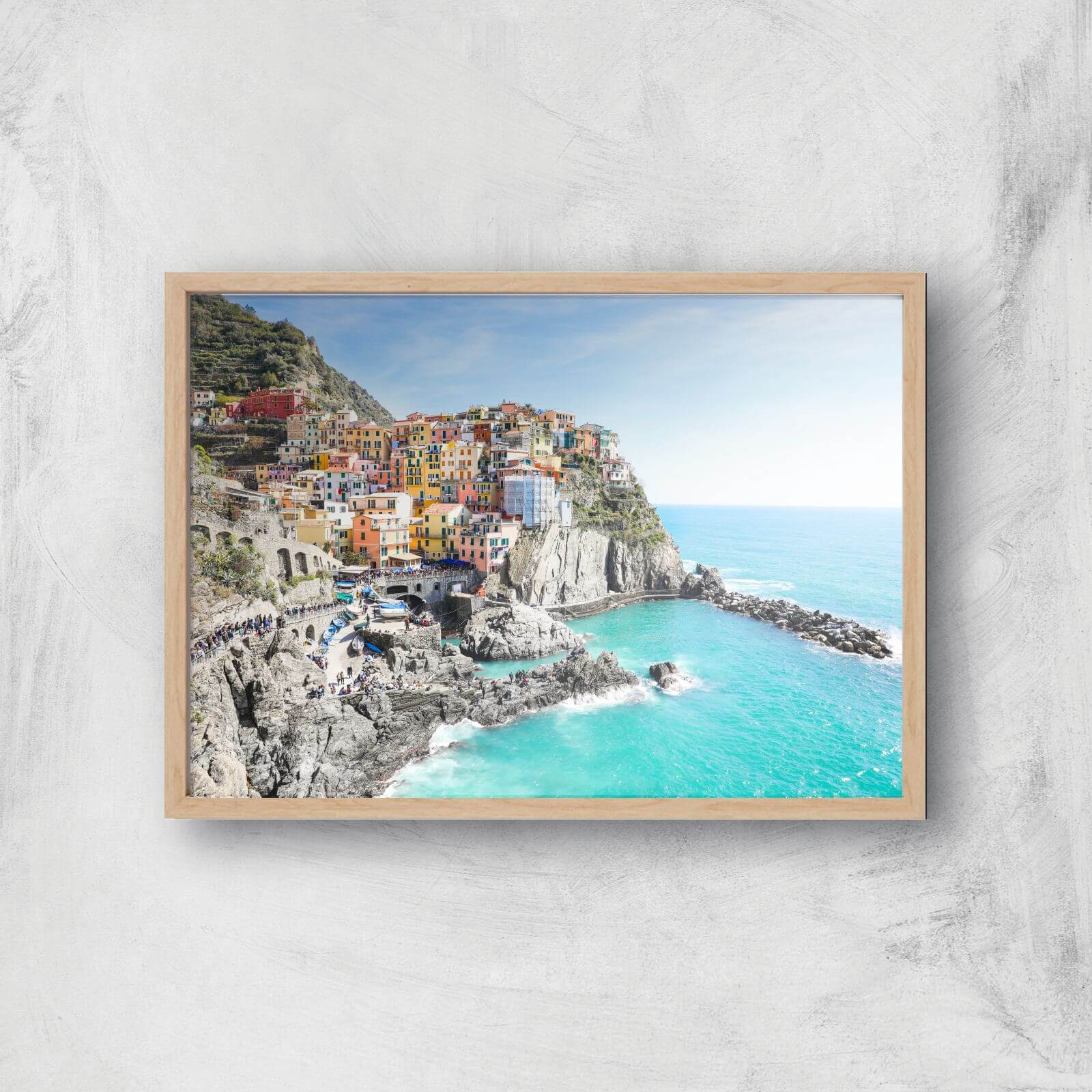Santorini Coast Giclee Art Print - A2 - Wooden Frame