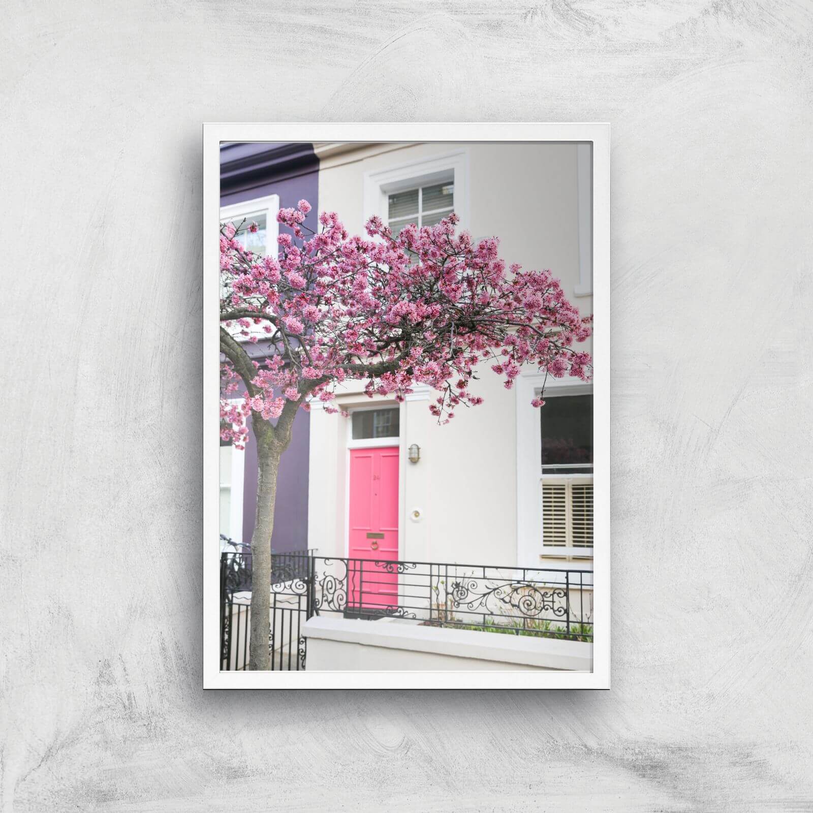 That's My House With The Pink Door Giclee Art Print - A3 - White Frame