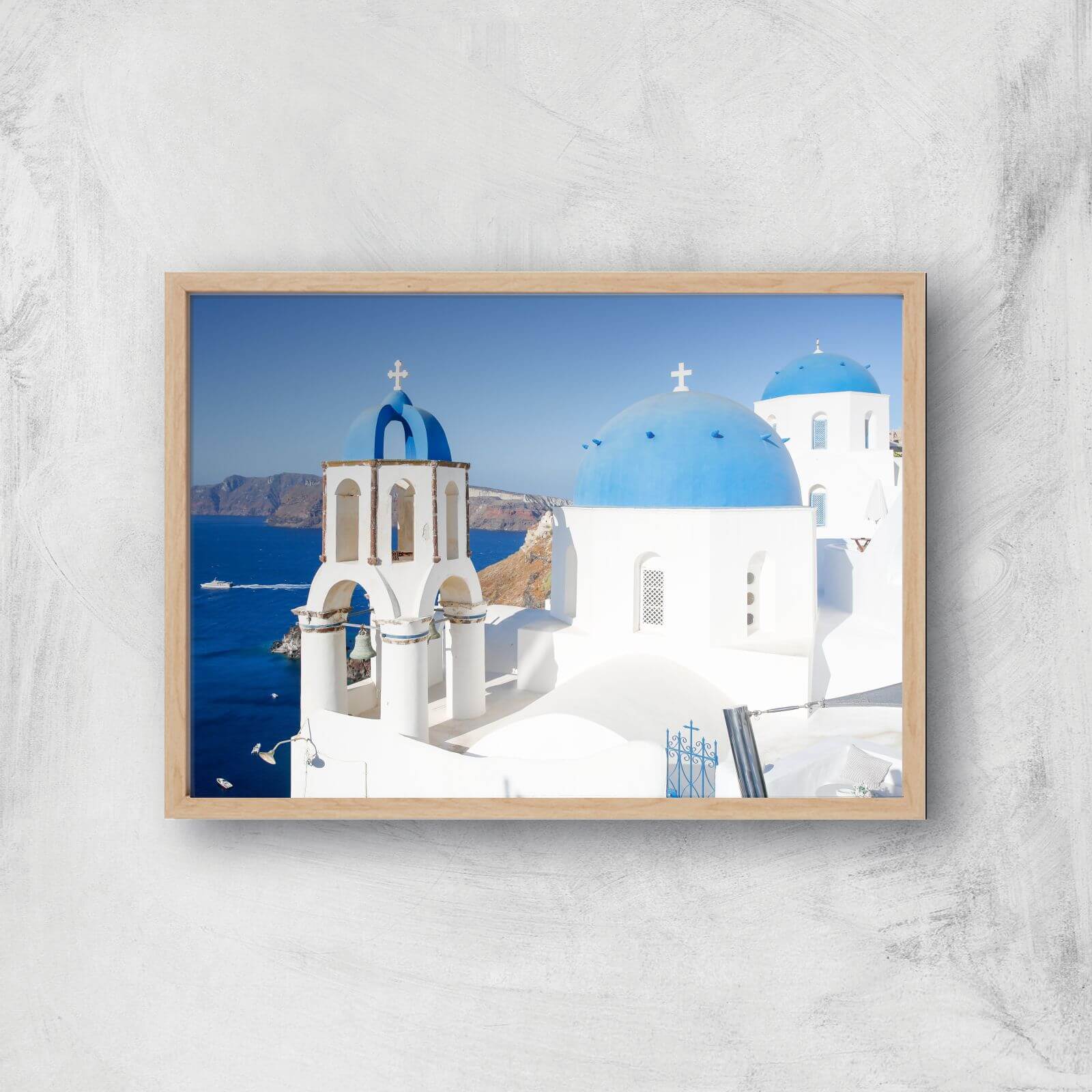 Santorini Heights Giclee Art Print - A2 - Wooden Frame