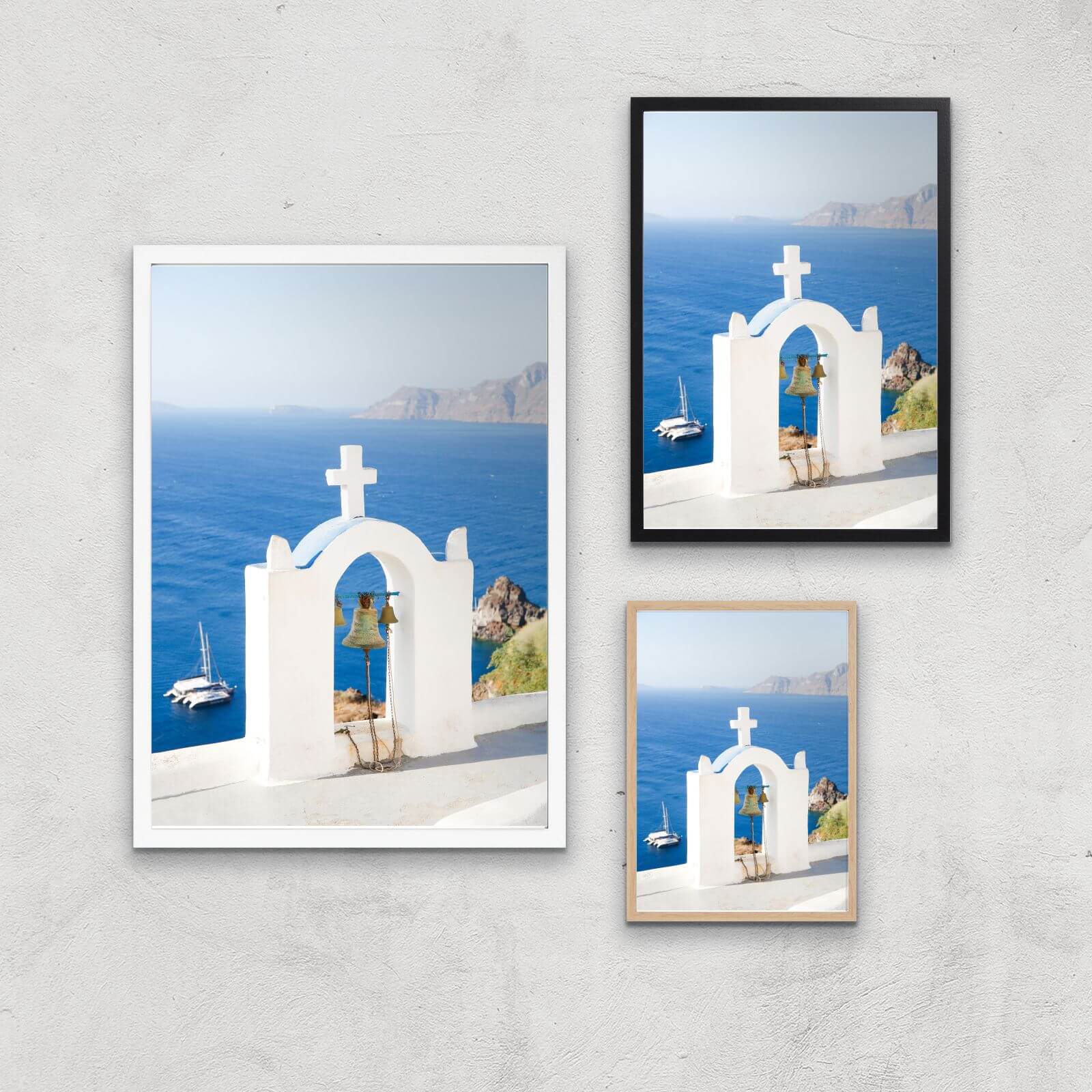 Santorini Ocean Giclee Art Print - A4 - Print Only