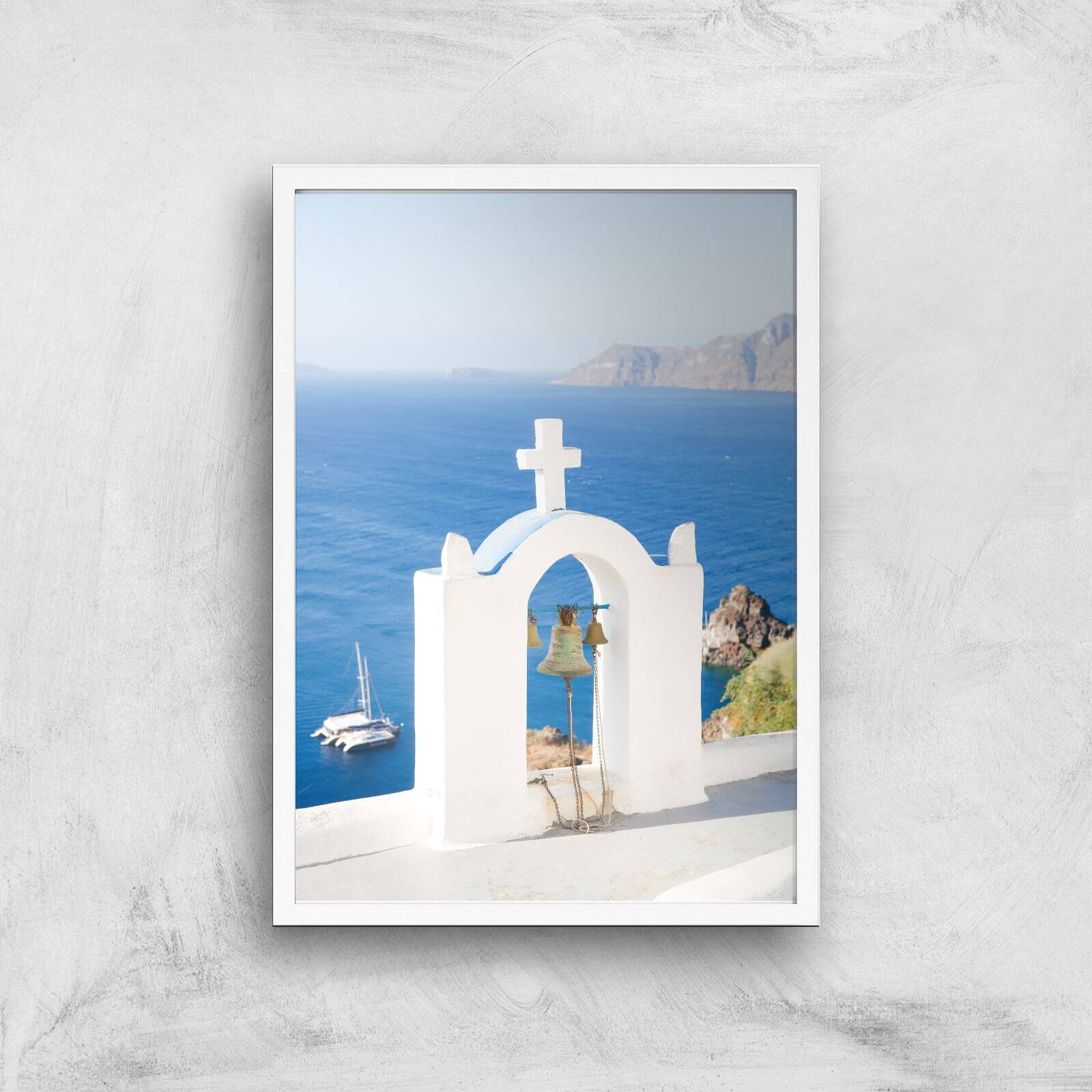 Santorini Ocean Giclee Art Print - A3 - White Frame