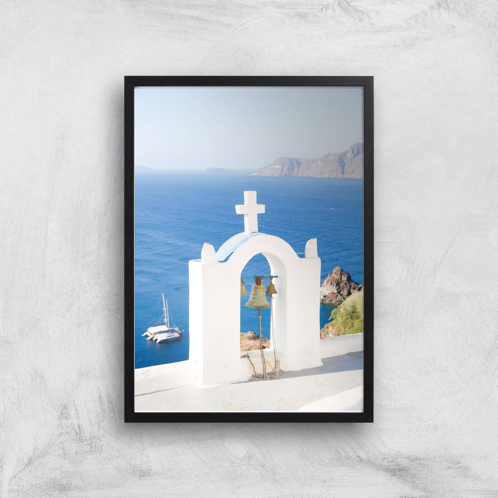 Santorini Ocean Giclee Art Print - A3 - Black Frame