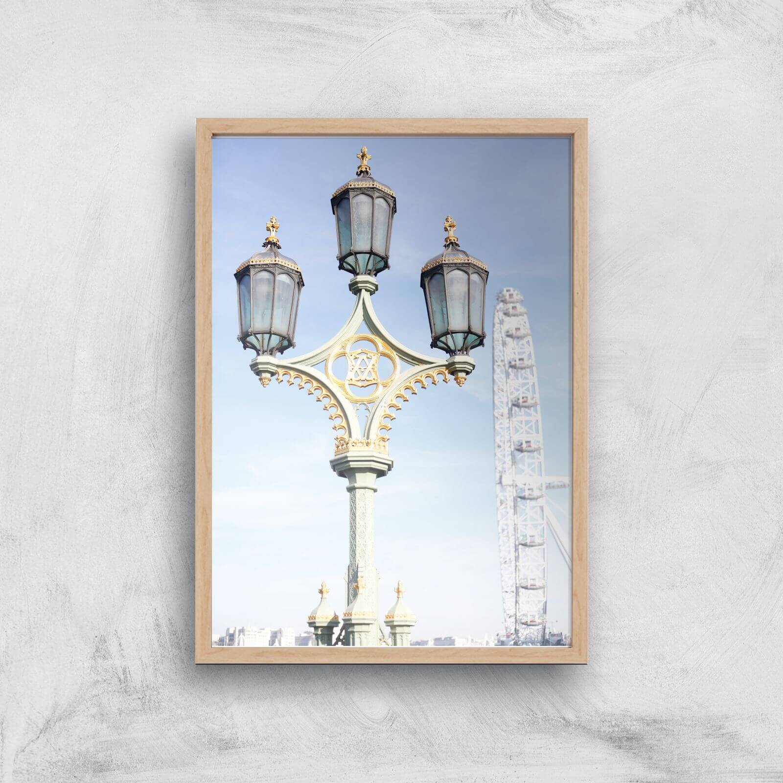 Street Lamps Giclee Art Print - A4 - Wooden Frame