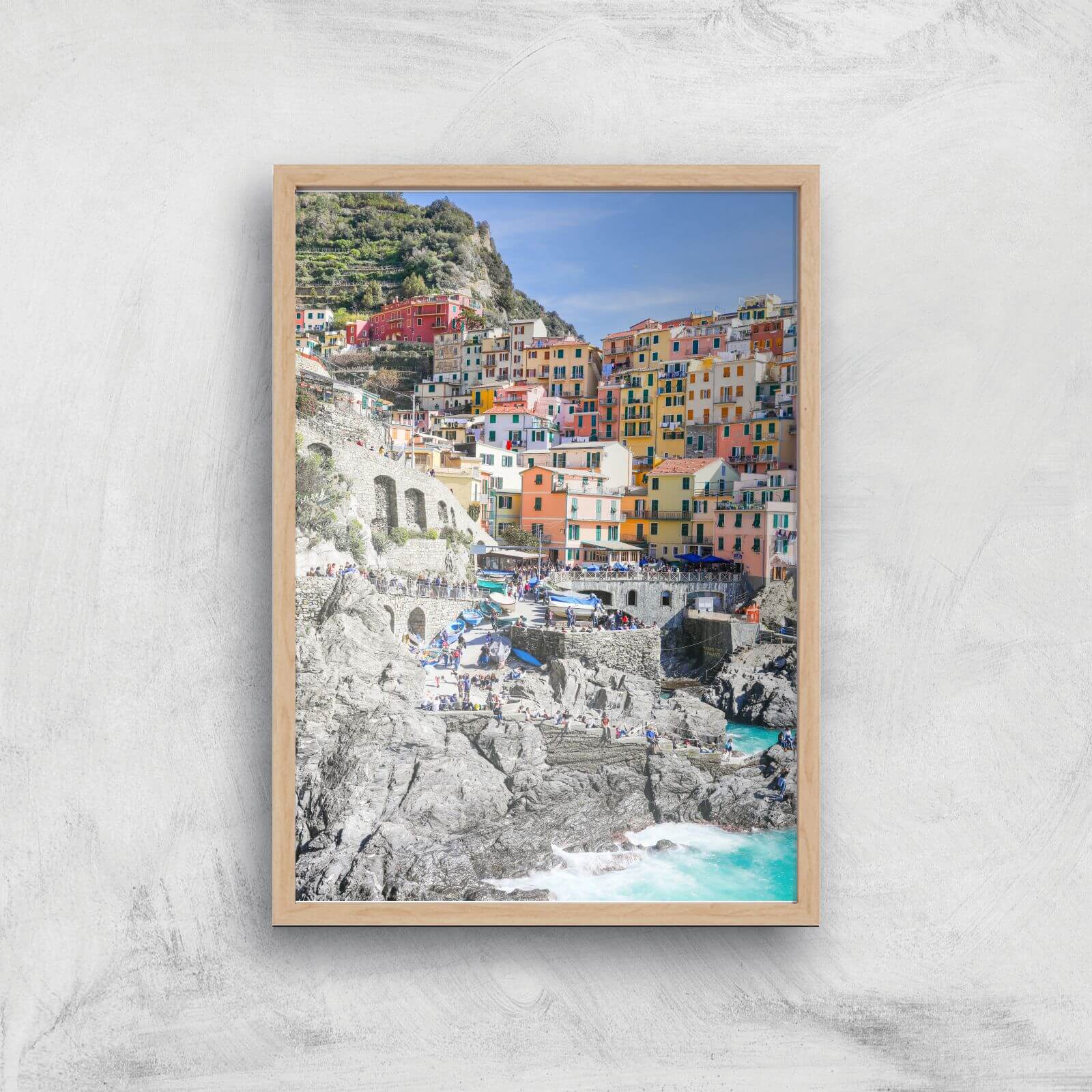 By The Italian Coast Giclee Art Print - A4 - Wooden Frame