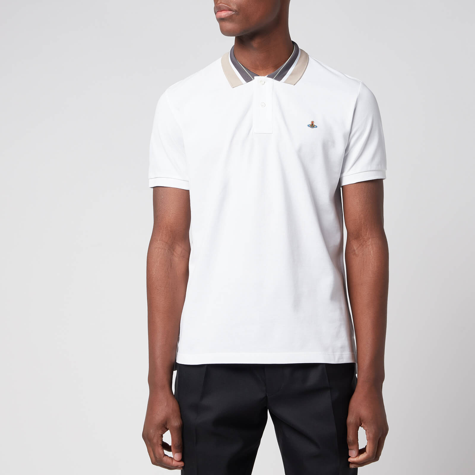 Vivienne Westwood Men's Classic Stripe Collar Polo Shirt - White - S