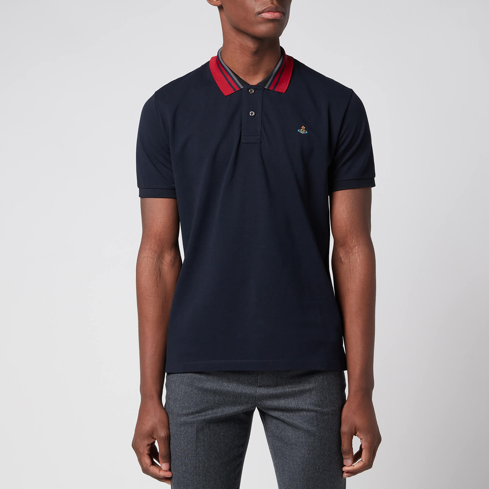 Vivienne Westwood Men's Classic Stripe Collar Polo Shirt - Navy - S