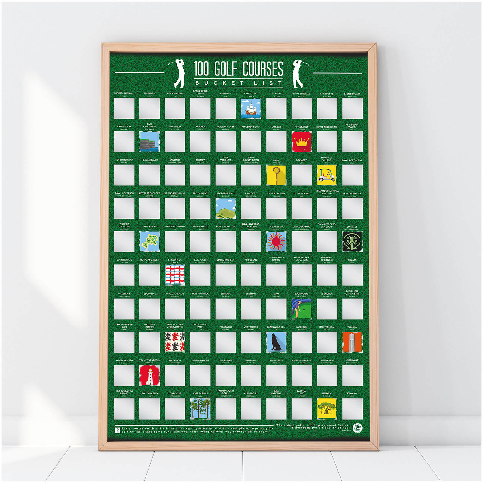 100 Golf Courses Bucket List Scratch Poster