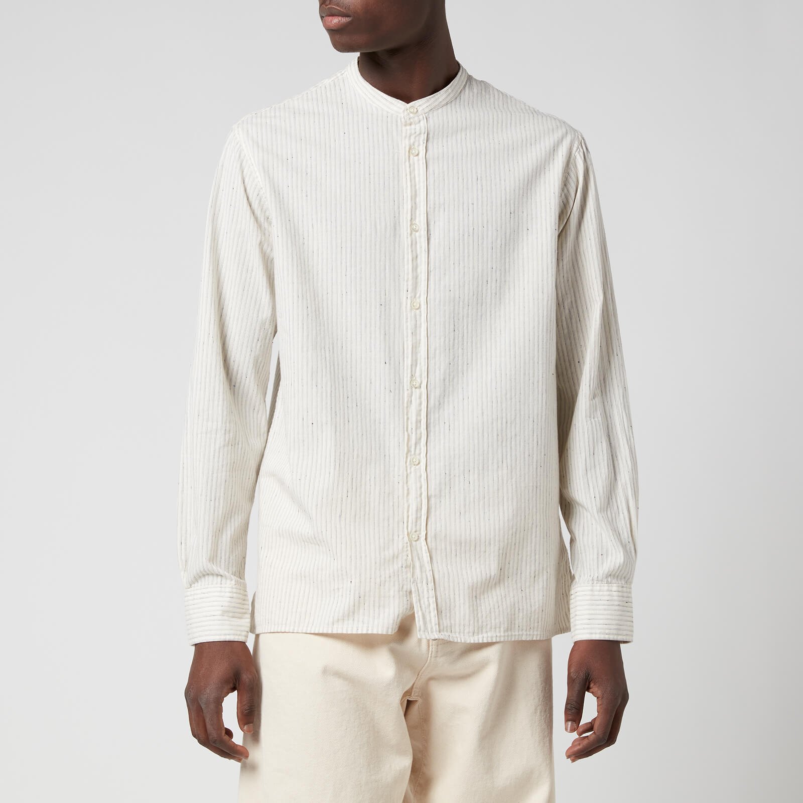 Officine Générale Men's Gaston Stripe Stitch Shirt - Ecru/Blue/Black - S