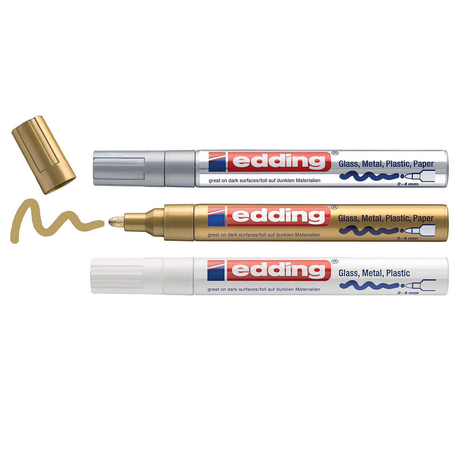 Photo of Edding 750 Paint Marker Pen Gold- Silver & White