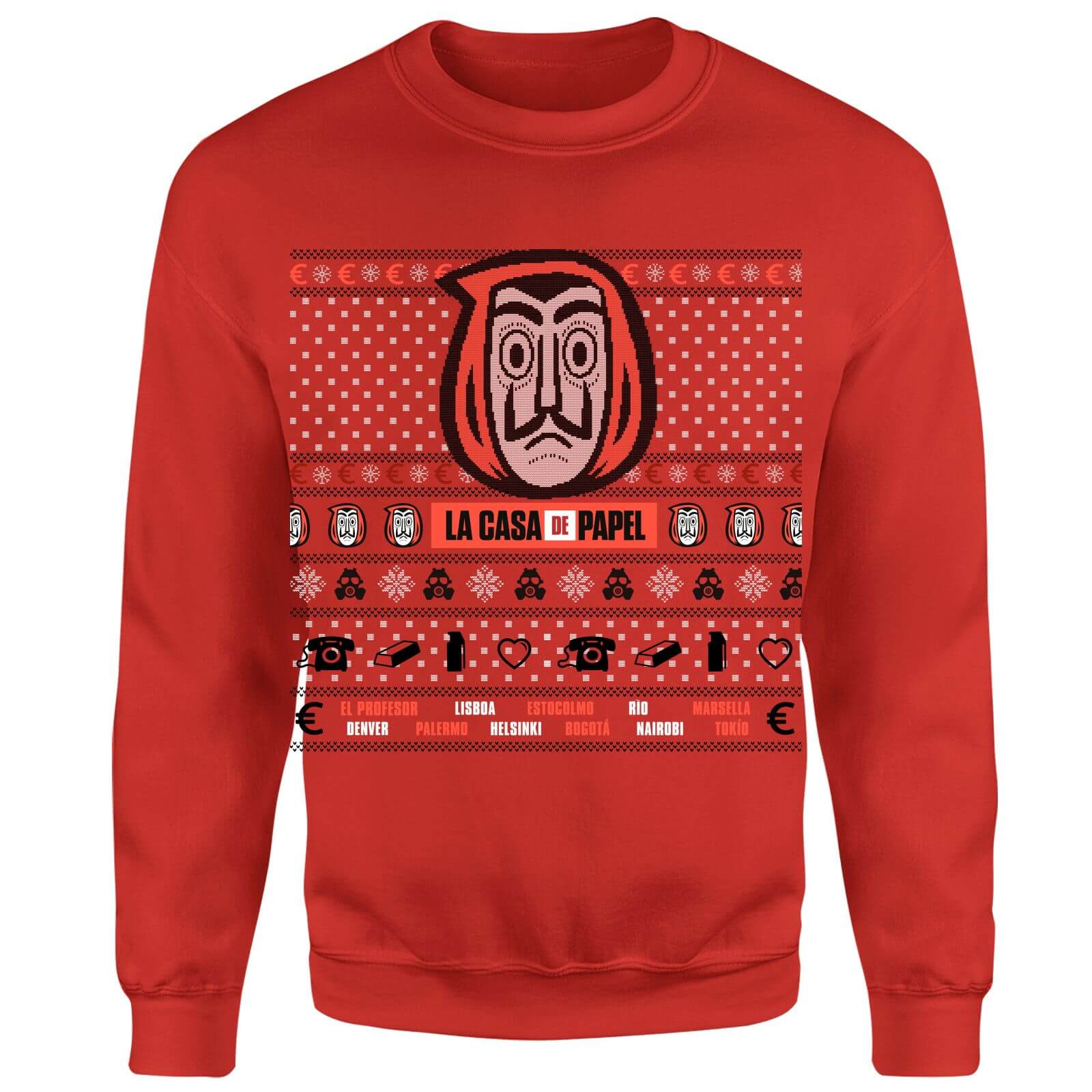 

Money Heist Dali Mask Unisex Christmas Sweatshirt - Red - L - Rosso