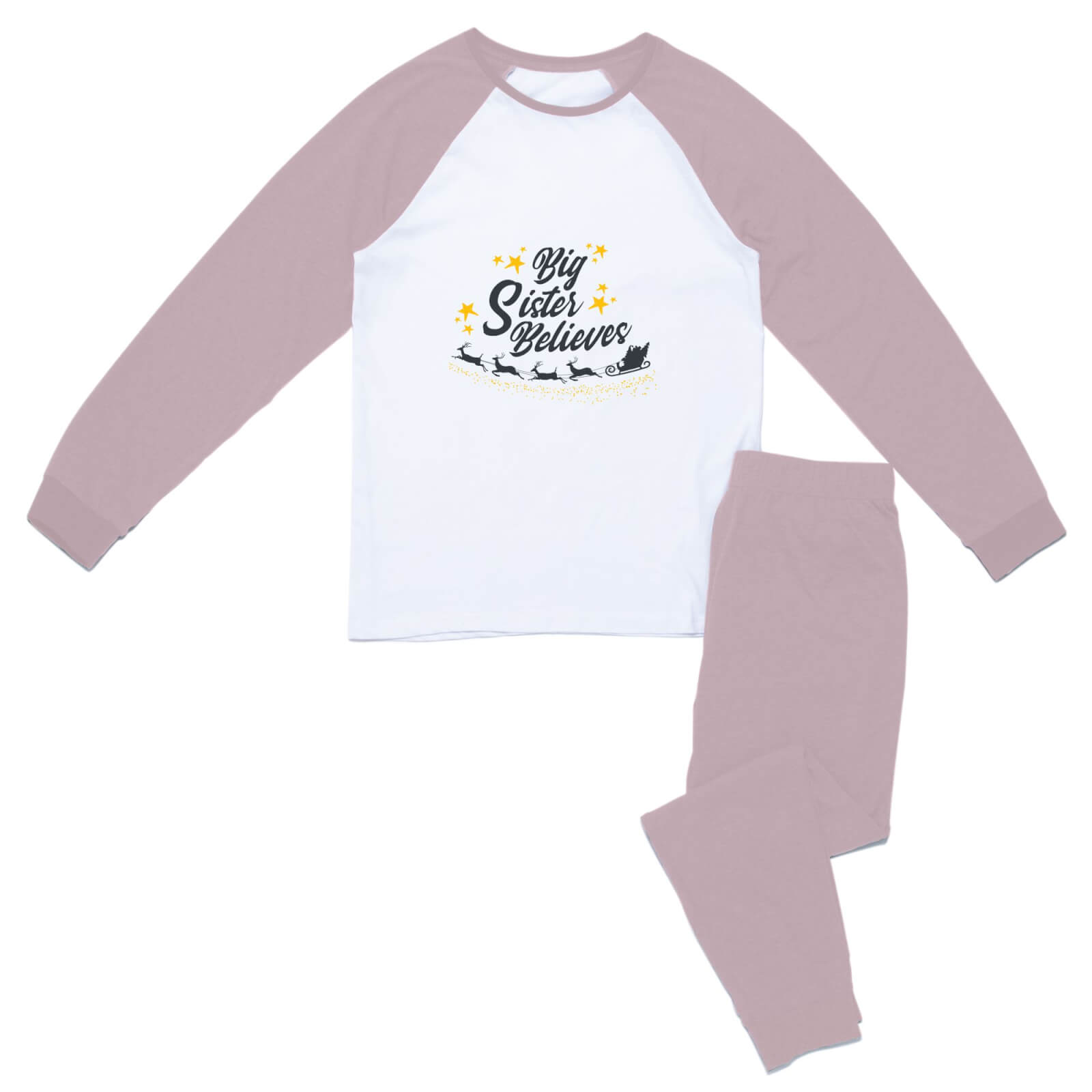 Big Sister Believes Women's Pyjama Set - Pink White - XS - Pink White