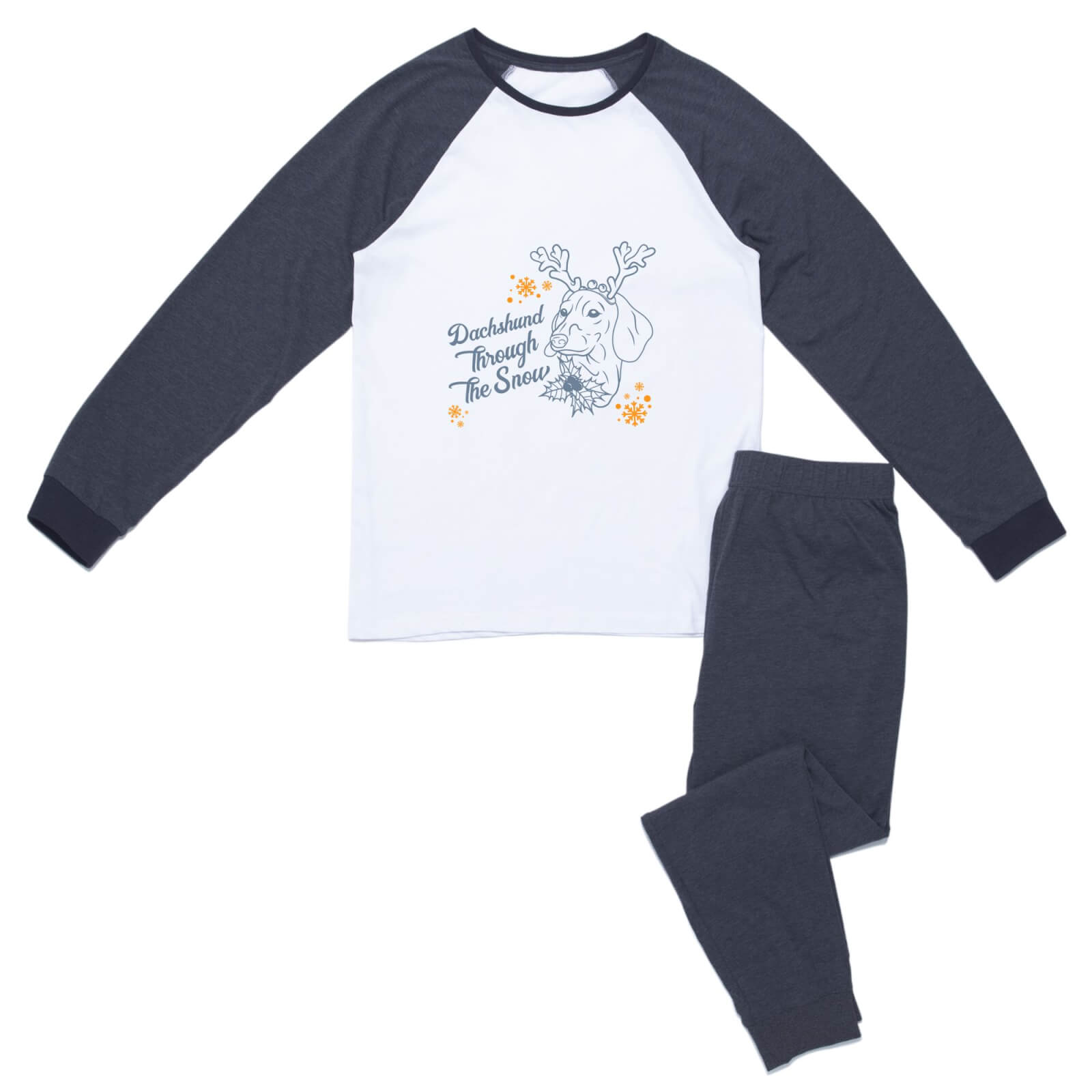 Dachshund Through The Snow Women's Pyjama Set - Navy White - XS - Navy White