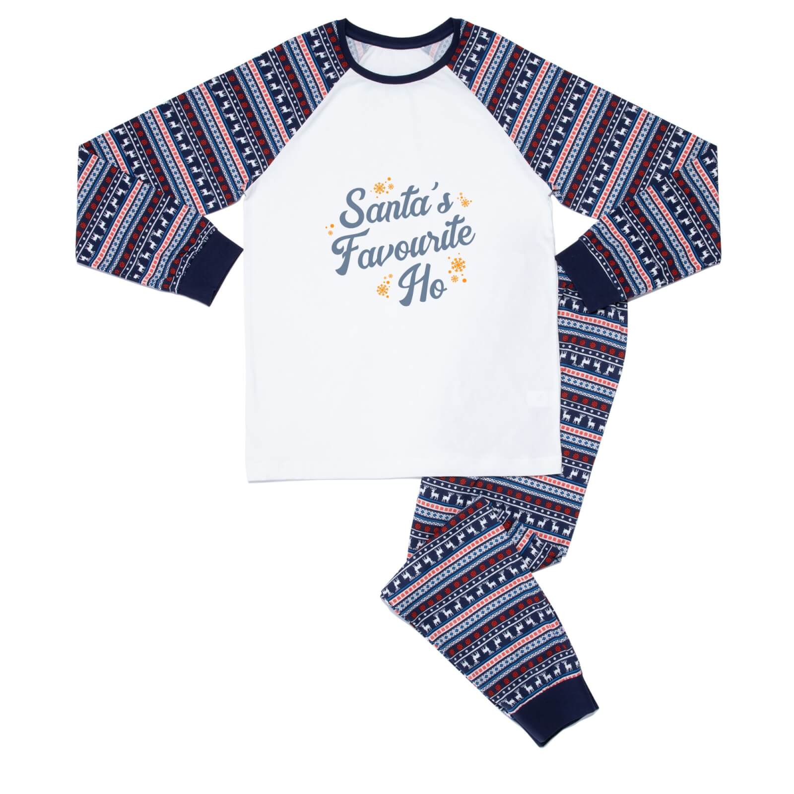 Santa's Favourite Ho Unisex Pyjama Set - Blue White Pattern - XS - Blue White Pattern