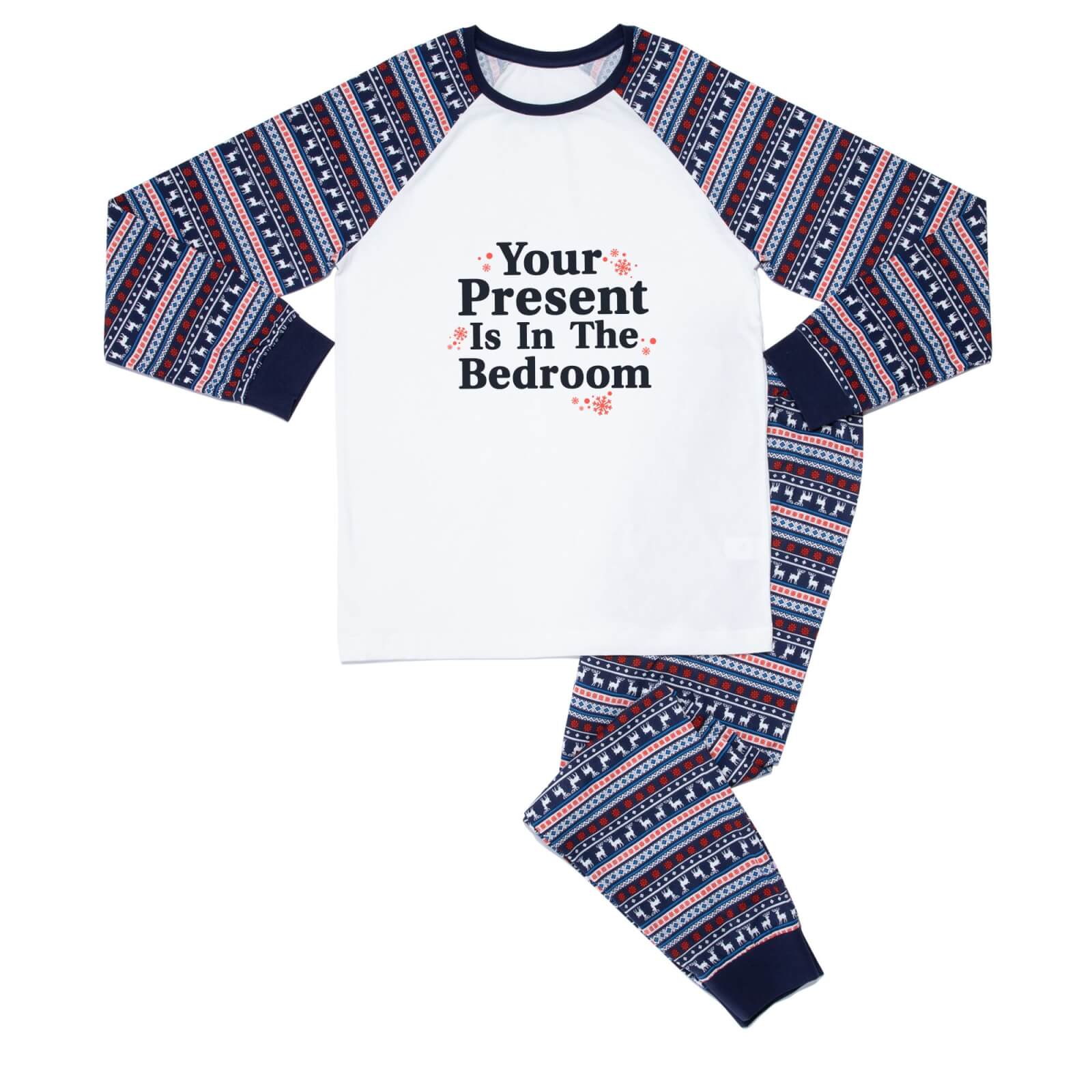 Present In The Bedroom Unisex Pyjama Set - Blue White Pattern - XS - Blue White Pattern
