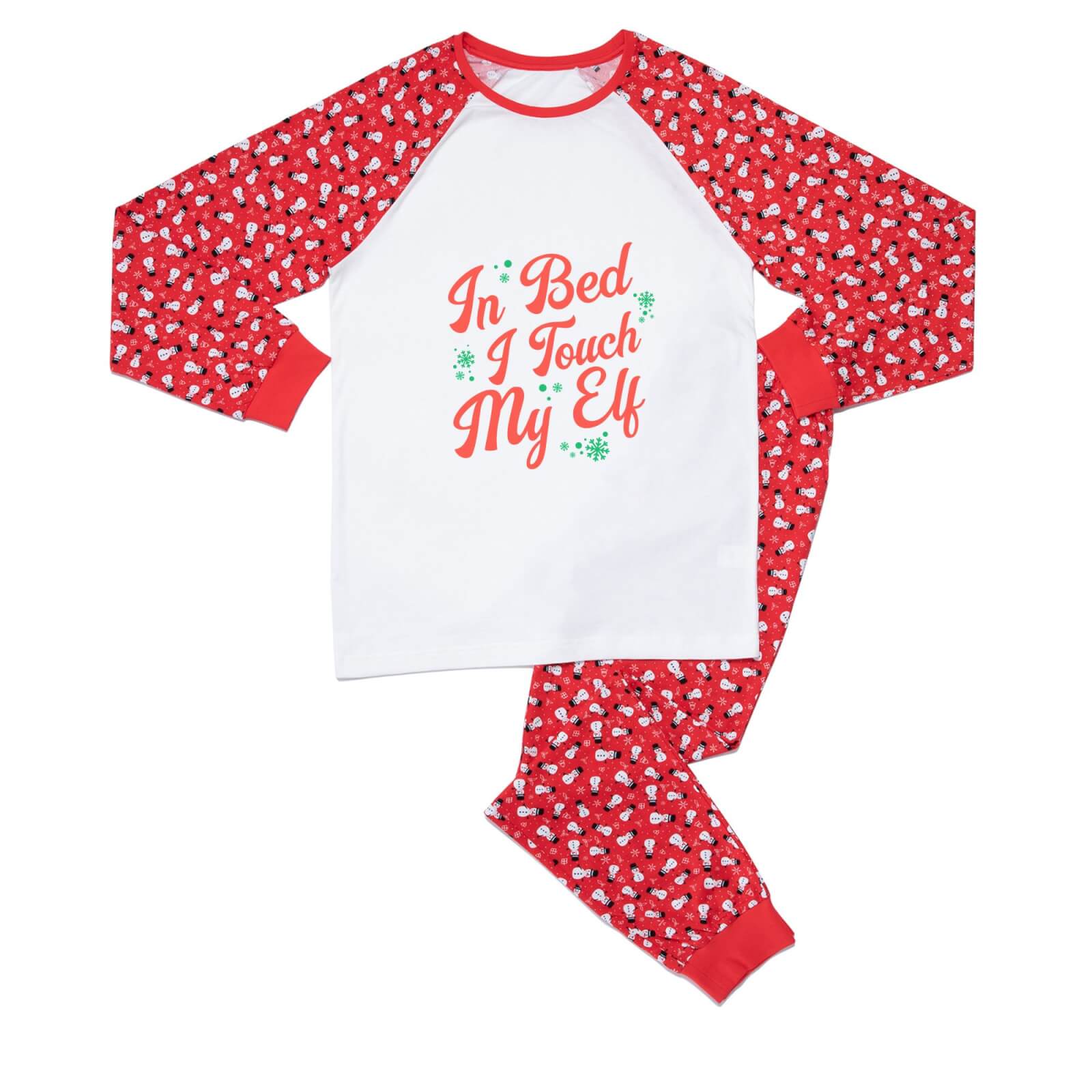 Festive In Bed I Touch My Elf Unisex Pyjama Set - Red White Pattern - XS