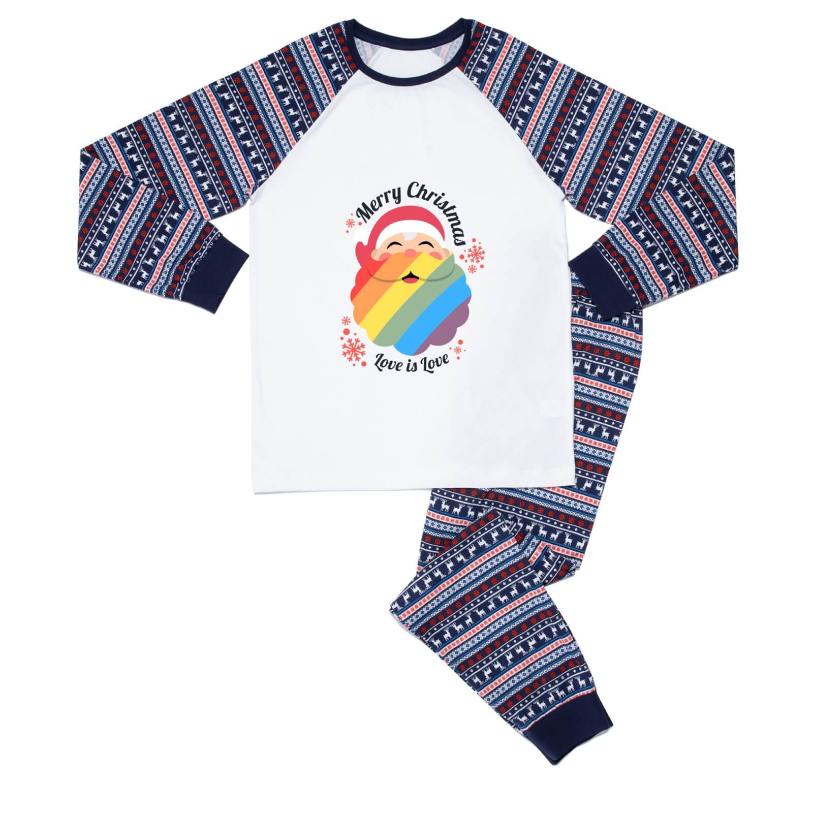 Christmas Love Is Love Unisex Pyjama Set - Blue White Pattern - XS - Blue White Pattern