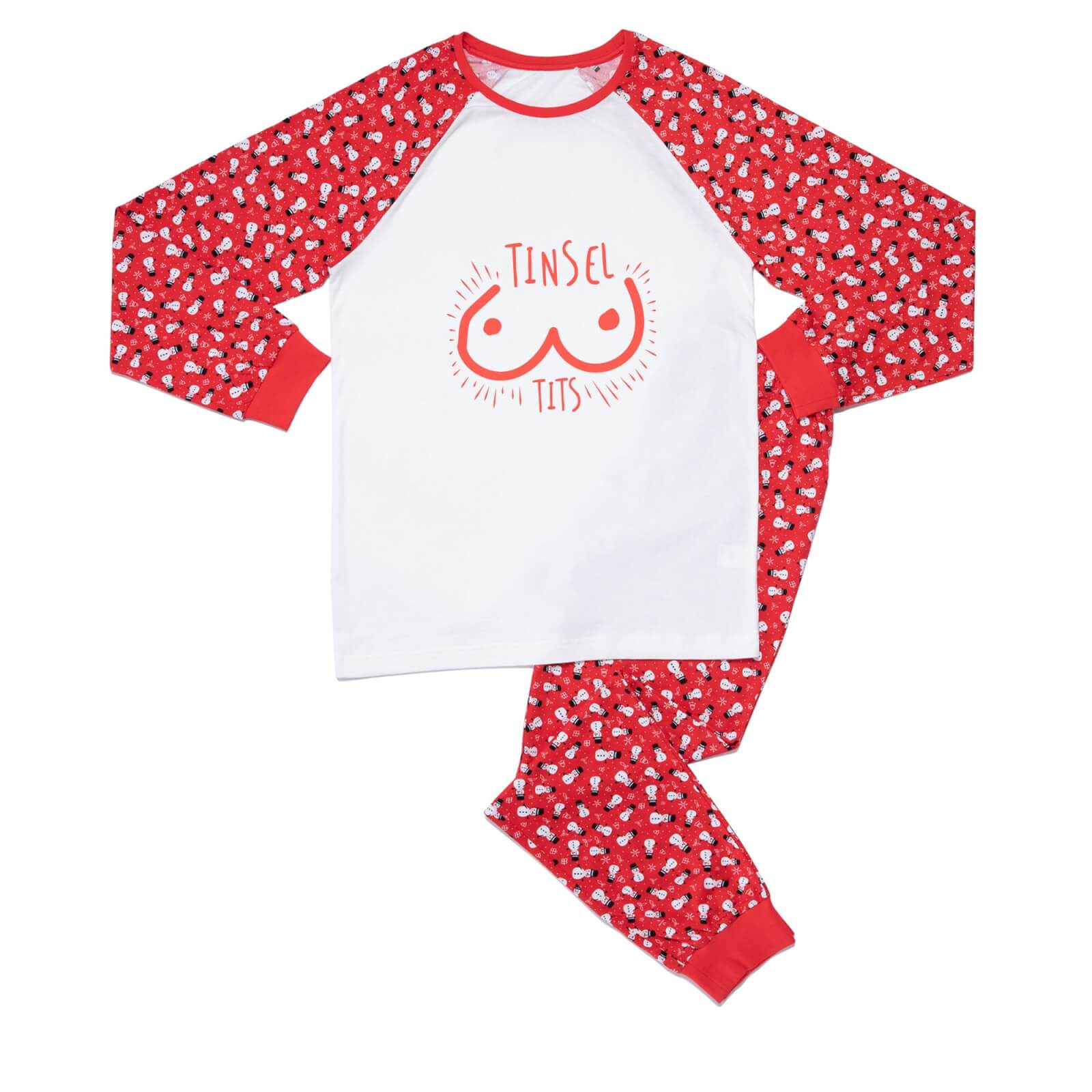 Festive Tinsel Tits Unisex Pyjama Set - Red White Pattern - XS - Red White Pattern