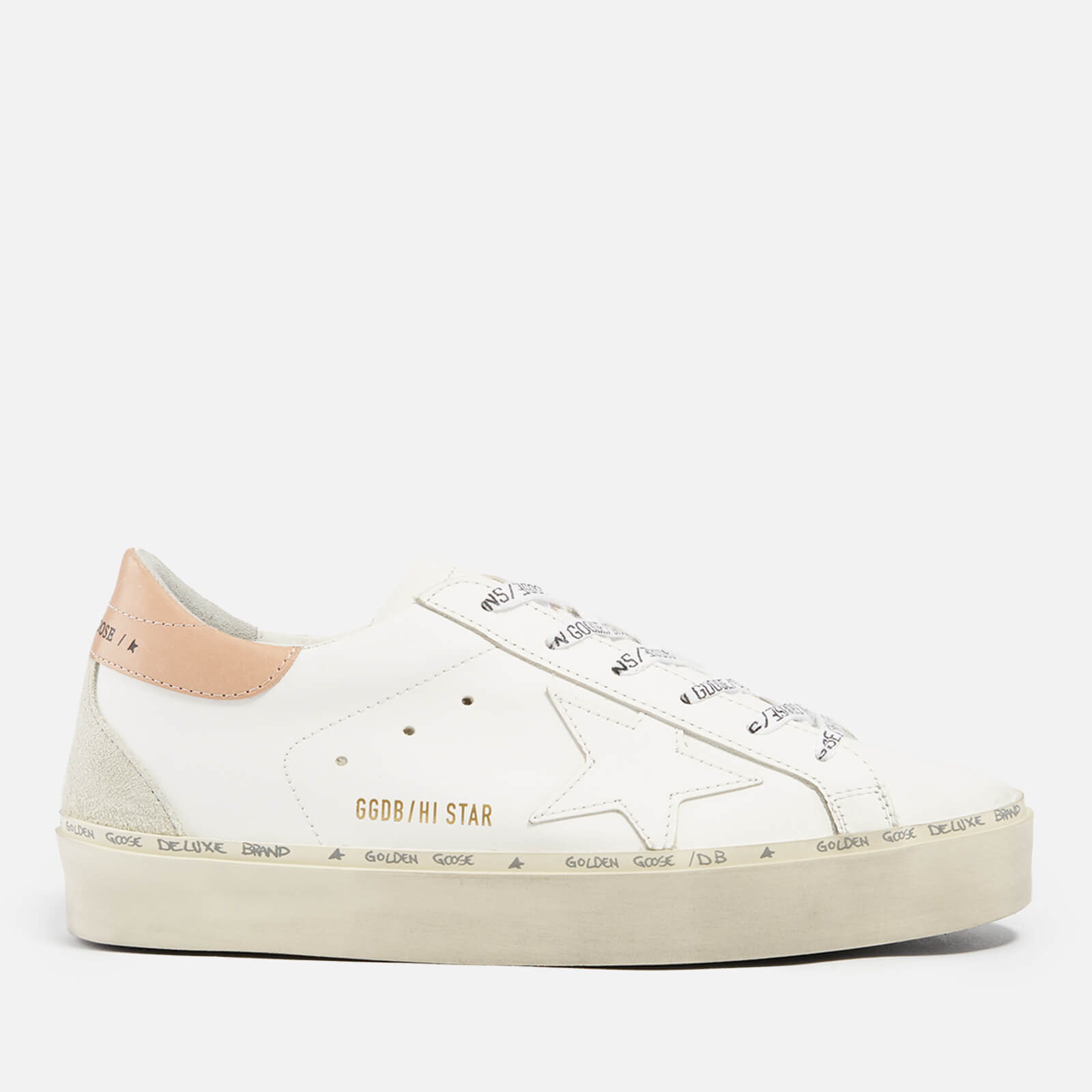 Golden Goose Hi-Star Suede-Trimmed Leather Flatform Trainers - UK 7