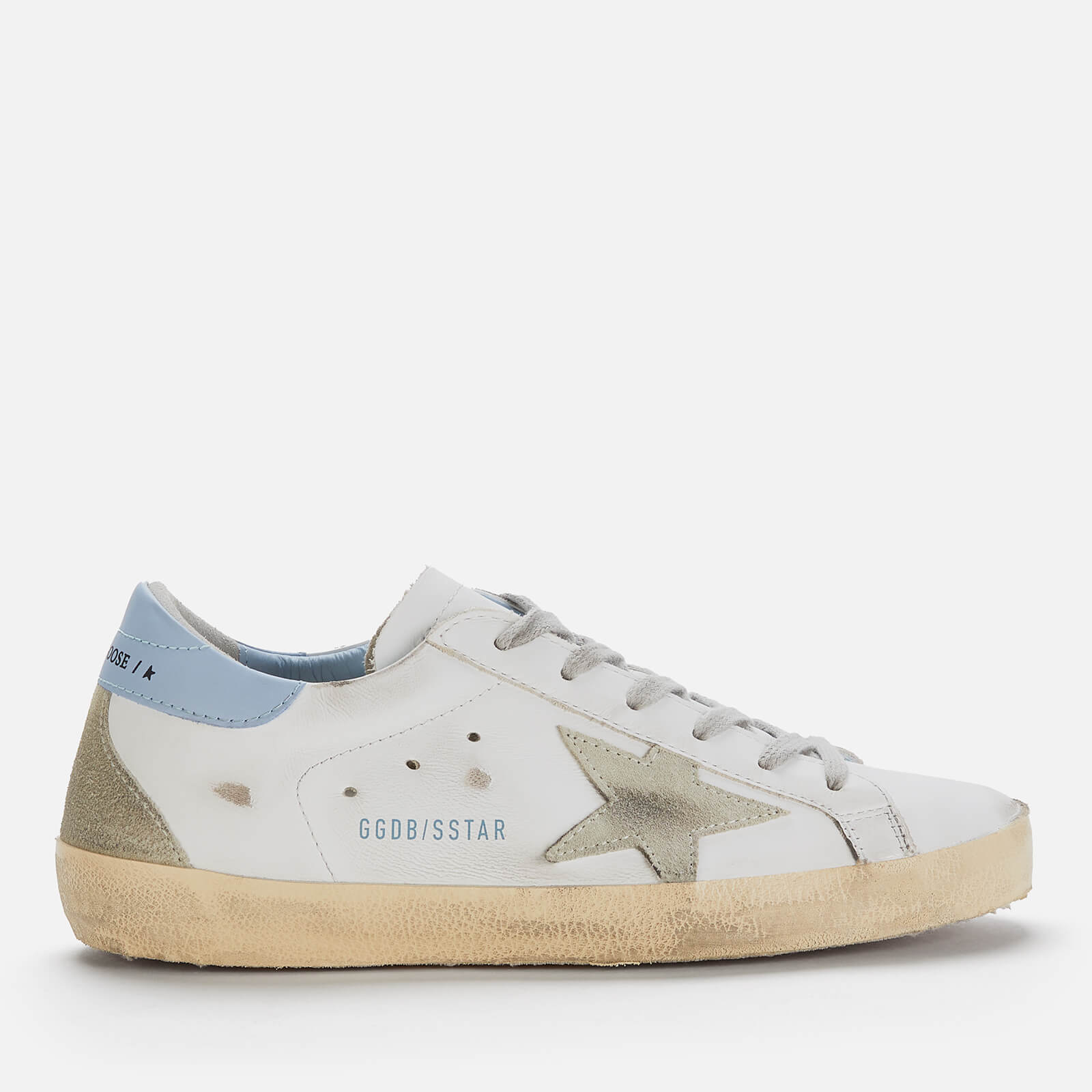 Golden Goose Women's Superstar Leather Trainers - White/Ice/Powder Blue - UK 3