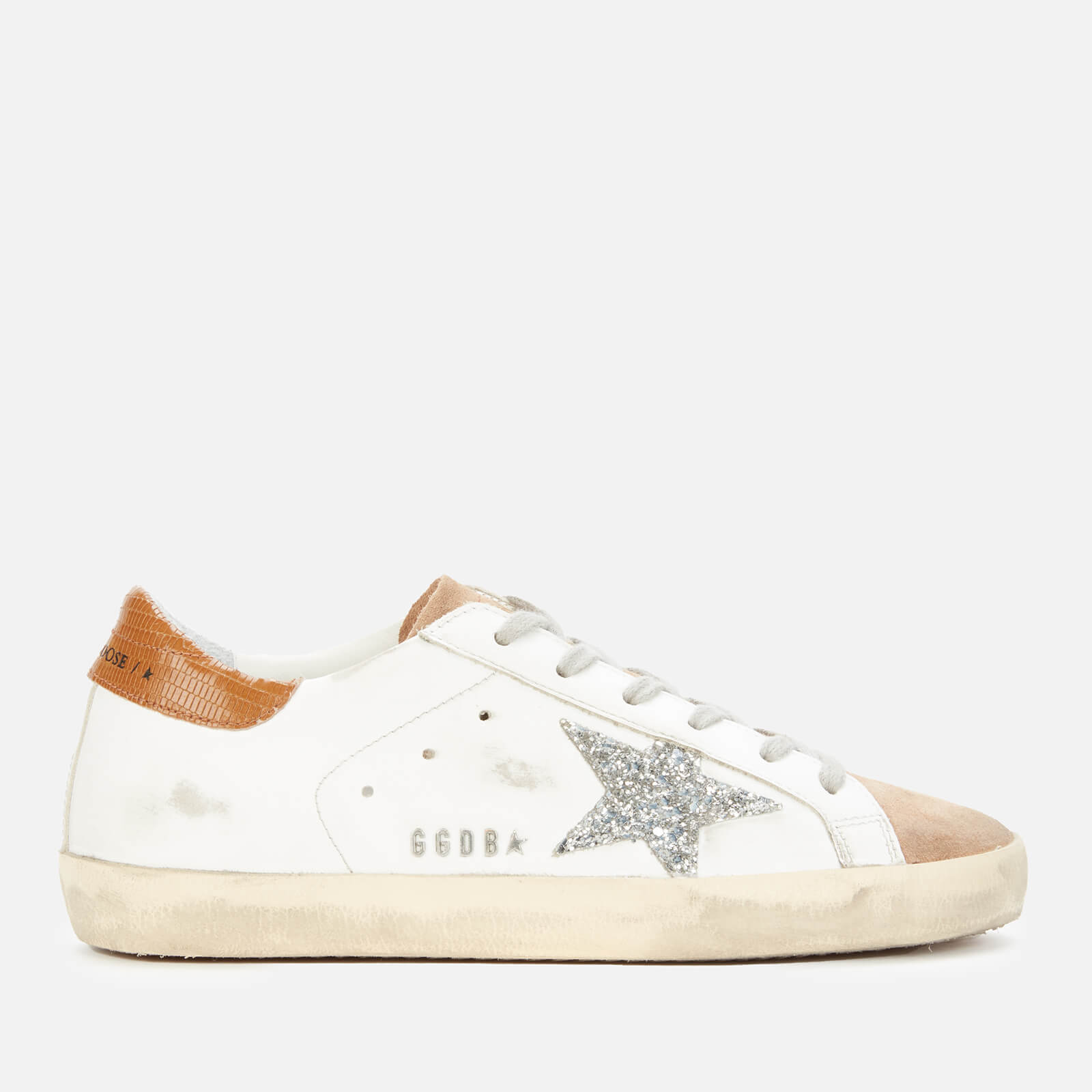 Golden Goose Deluxe Brand Women's Superstar Leather Trainers - White/Tobacco/Silver/Taupe - UK 3