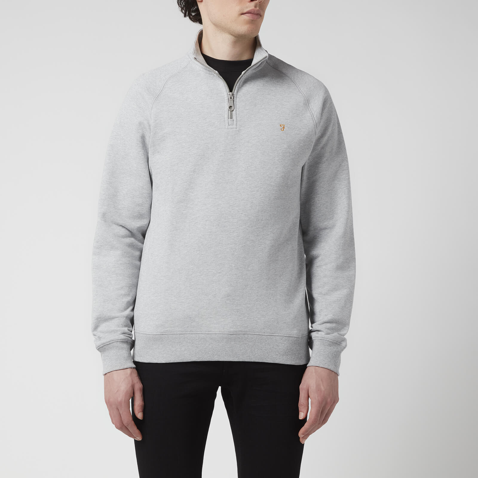 Farah Men's Jim Quarter Zip Sweatshirt - Light Grey Marl - Xxl