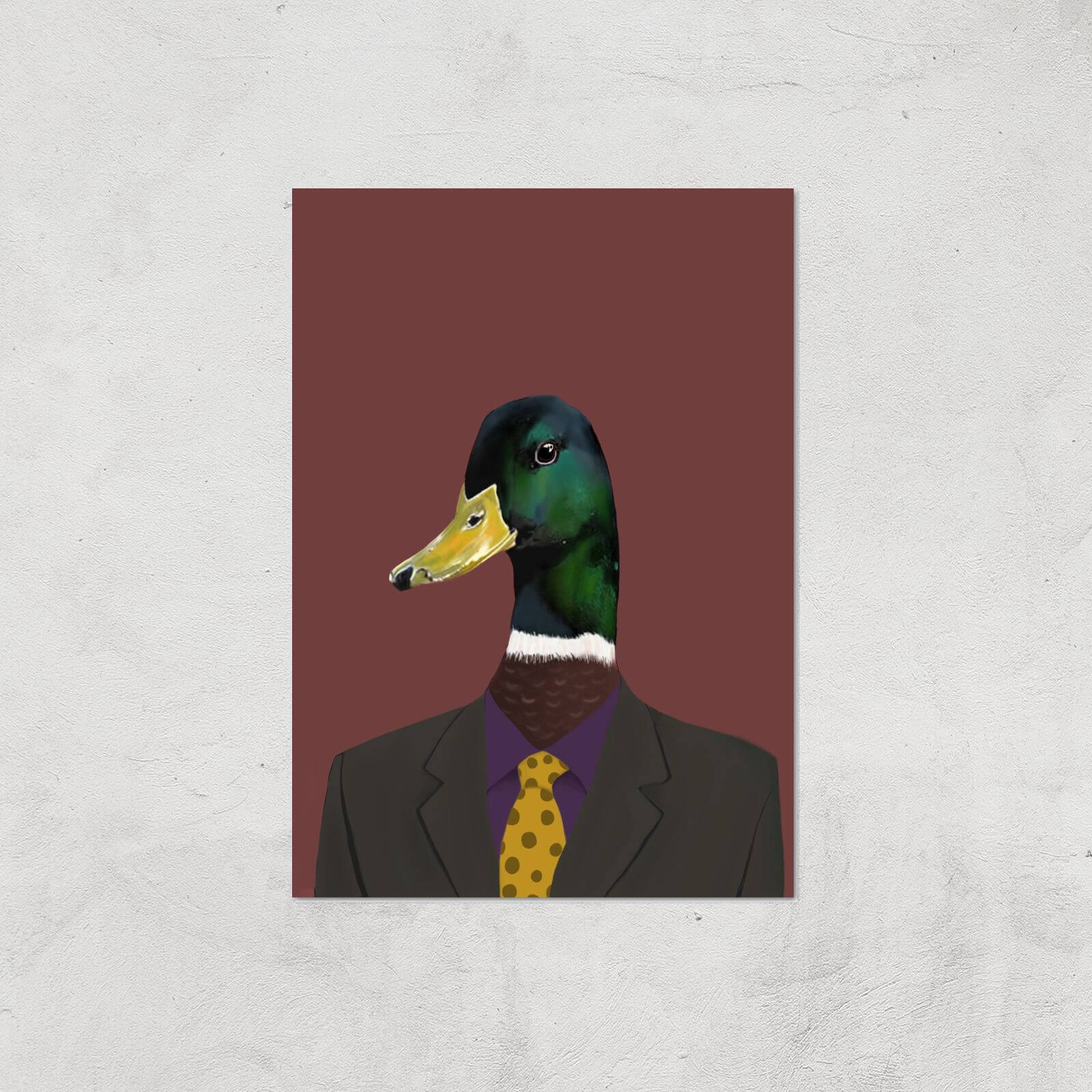 Duck In Suit Giclee Art Print - A4 - Print Only
