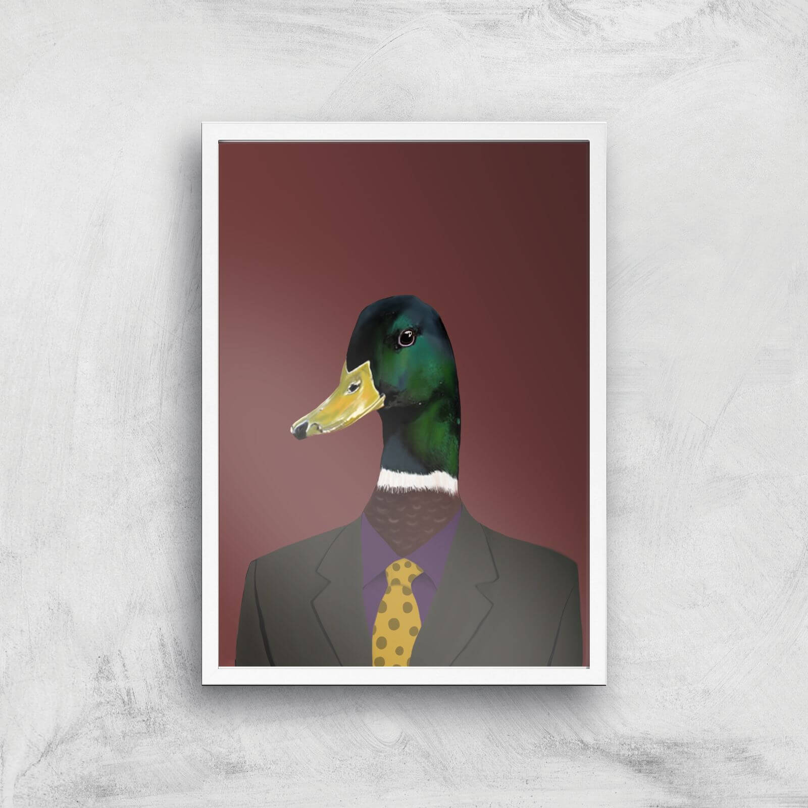Duck In Suit Giclee Art Print - A3 - White Frame