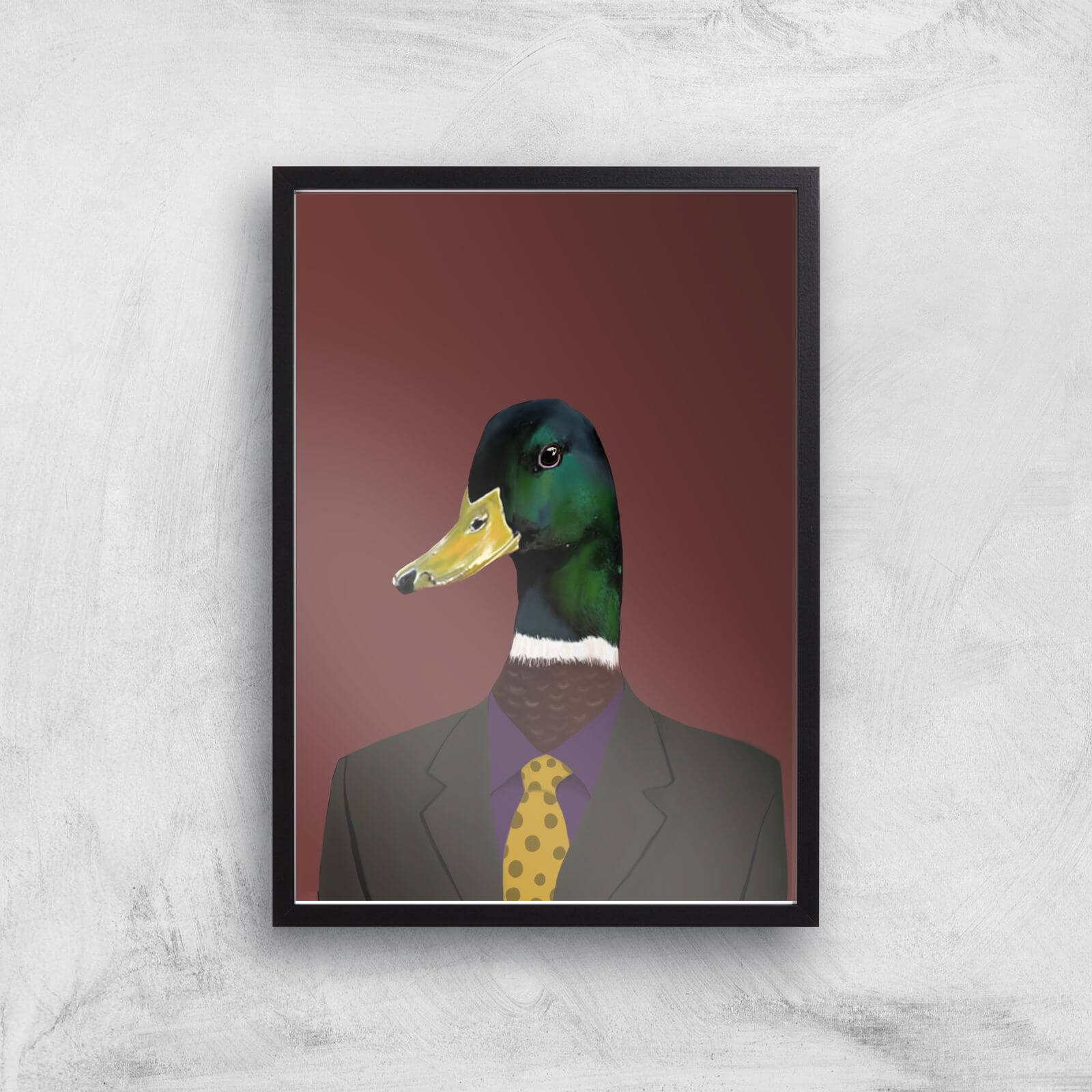 Duck In Suit Giclee Art Print - A3 - Black Frame