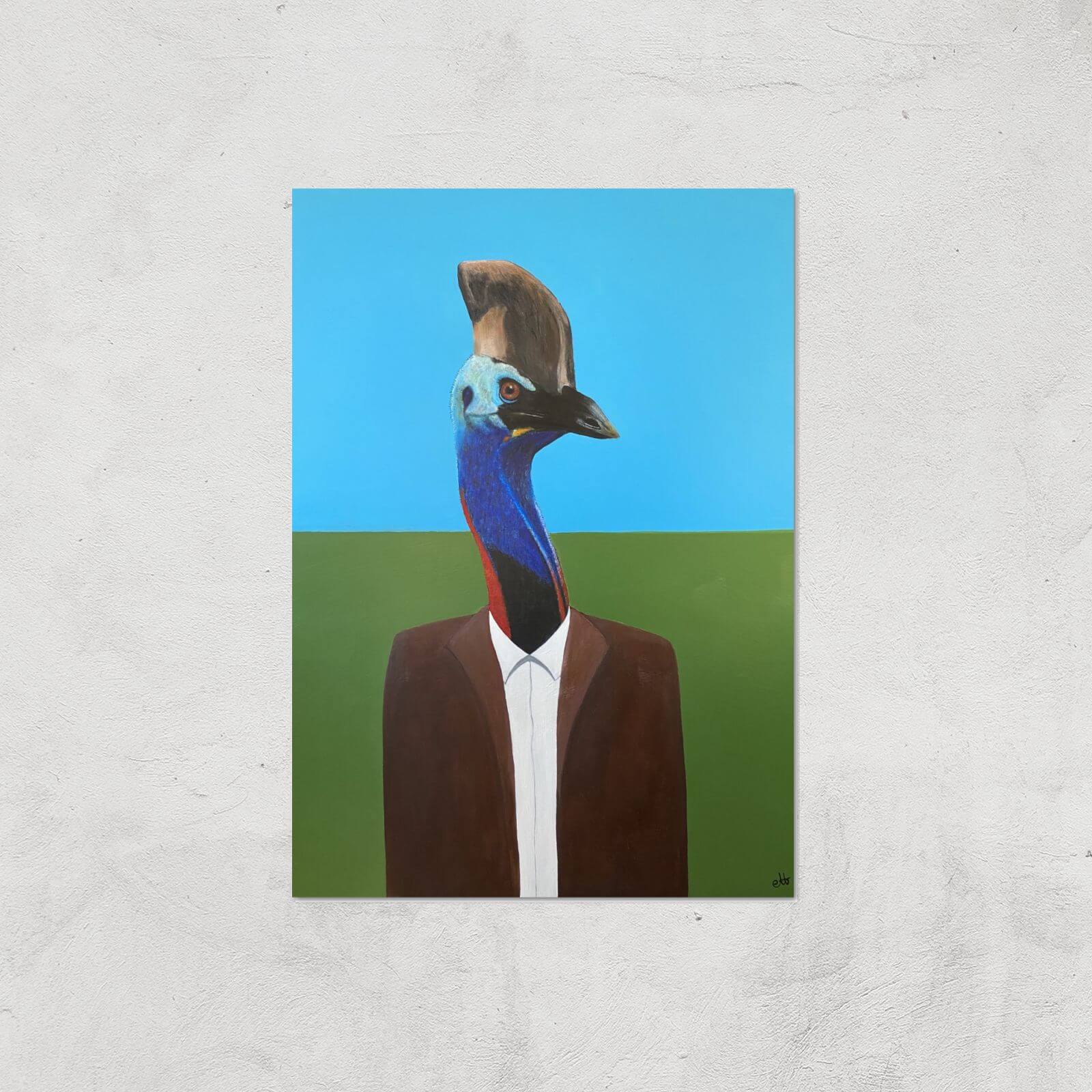 Cassowary In Suit Giclee Art Print - A4 - Print Only