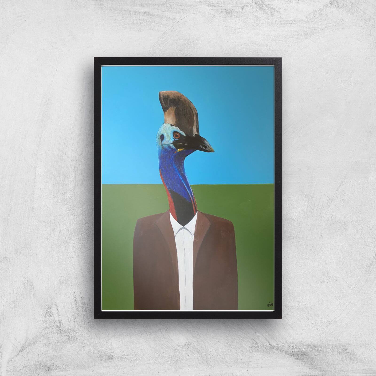 Cassowary In Suit Giclee Art Print - A3 - Black Frame
