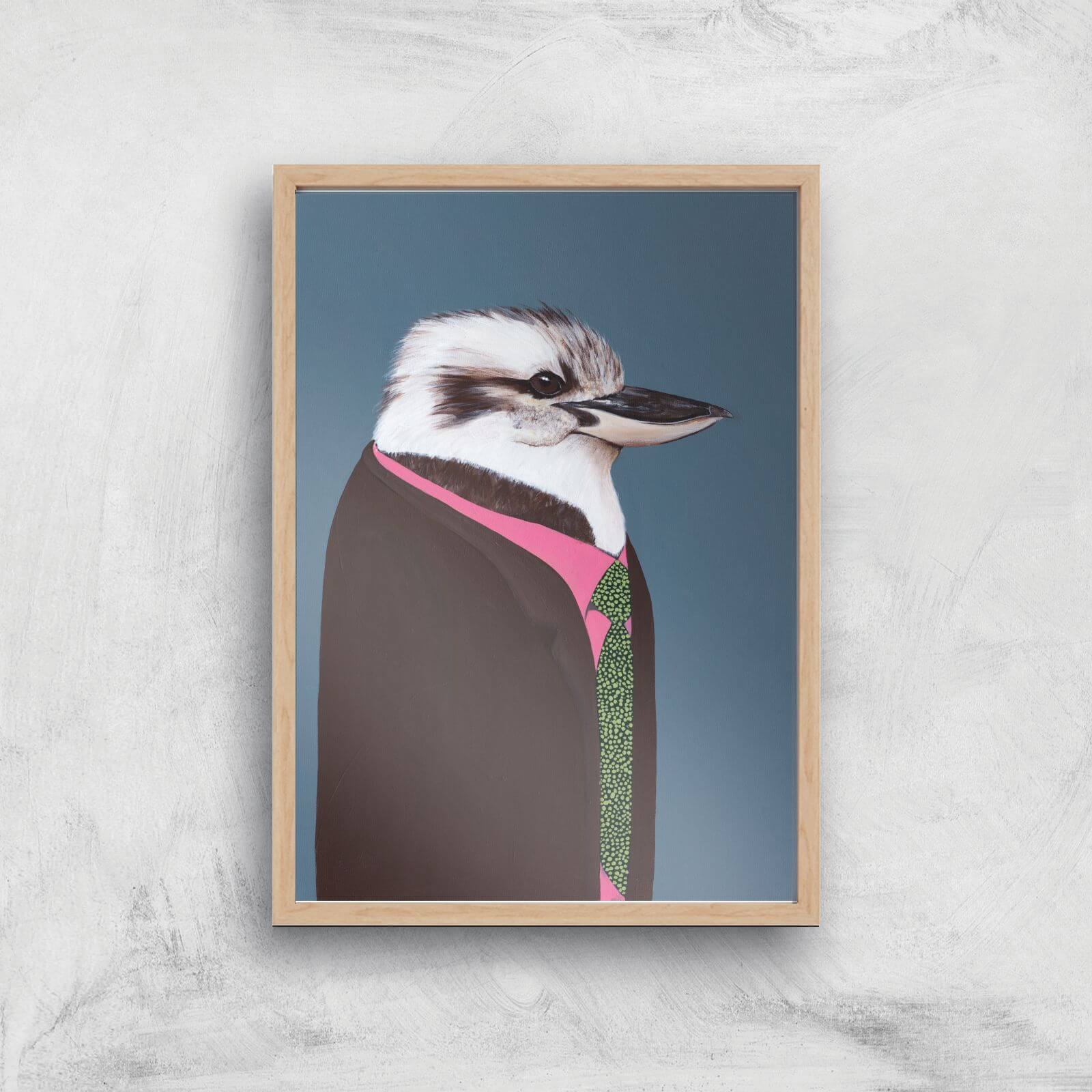 Kookaburra In Suit Giclee Art Print - A4 - Wooden Frame