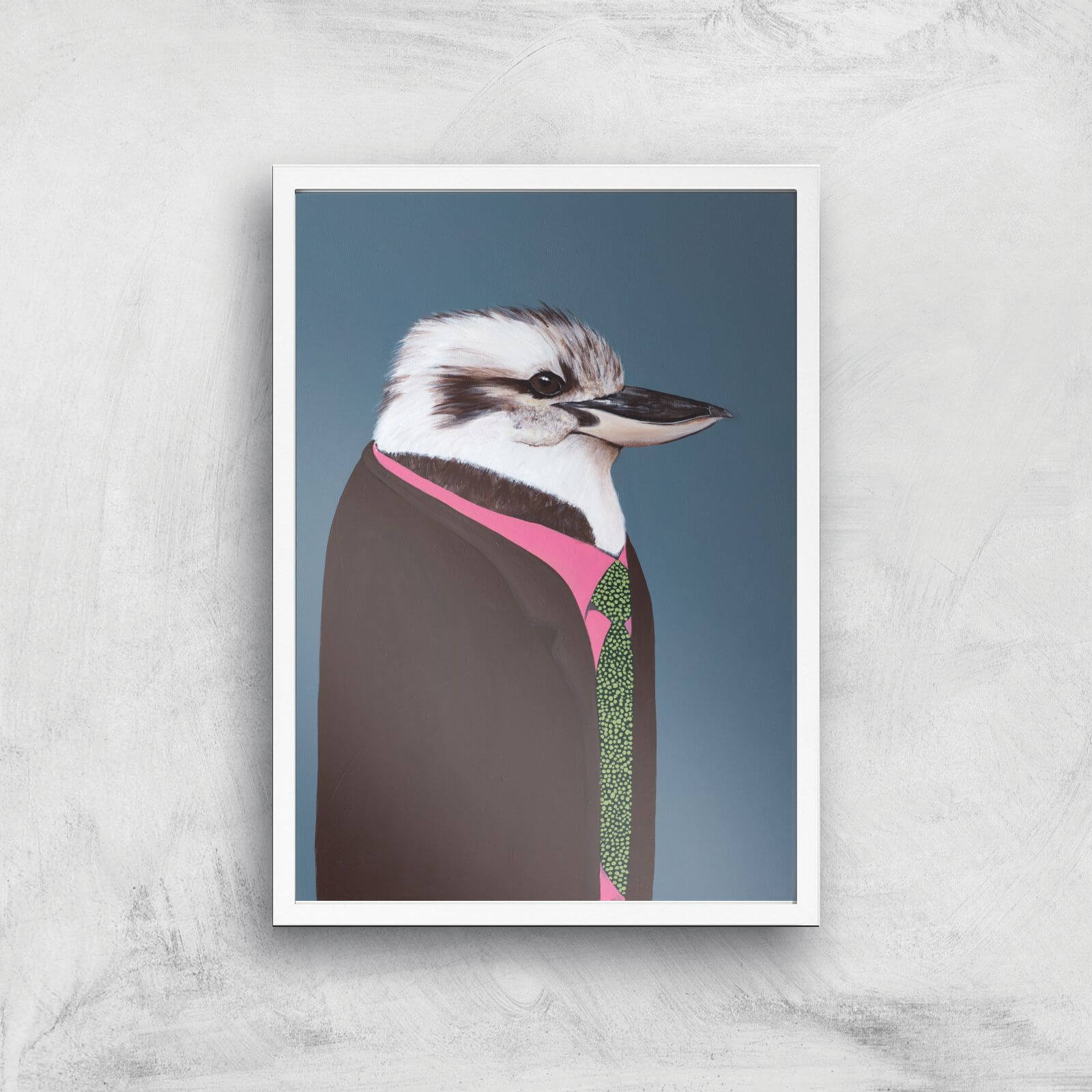 Kookaburra In Suit Giclee Art Print - A3 - White Frame