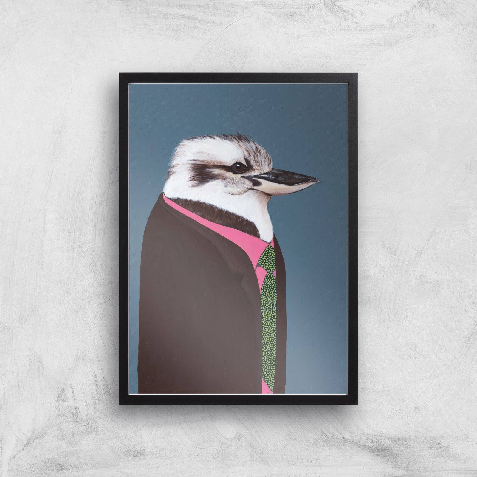 Kookaburra In Suit Giclee Art Print - A3 - Black Frame