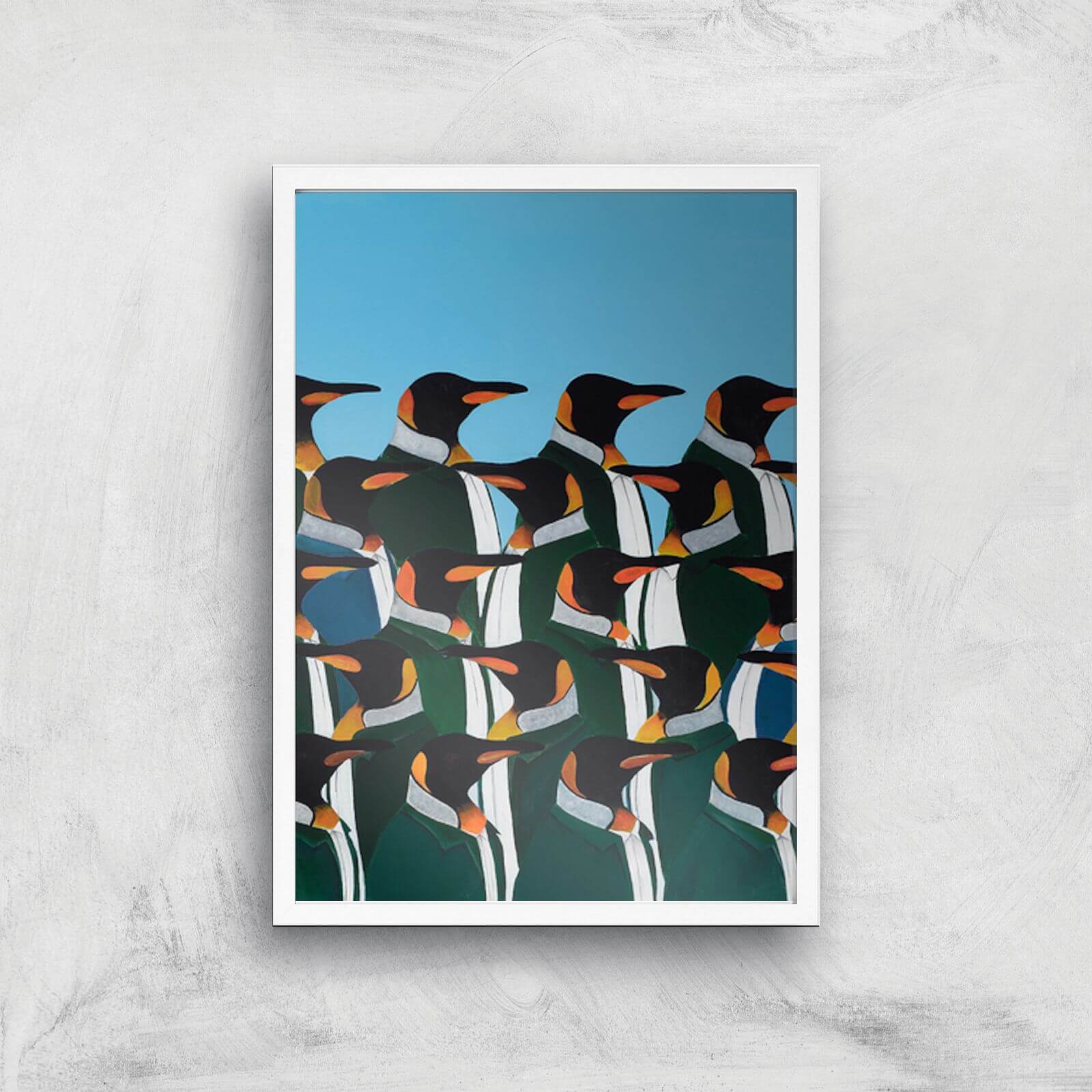 Penguins In Suits Giclee Art Print - A3 - White Frame