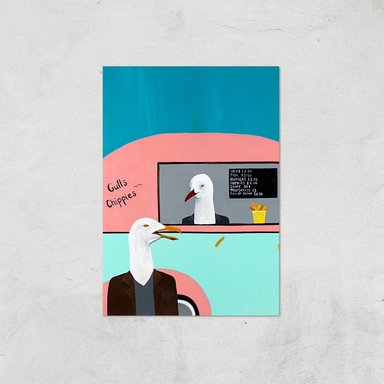 Gulls Chippies Giclee Art Print - A4 - Print Only