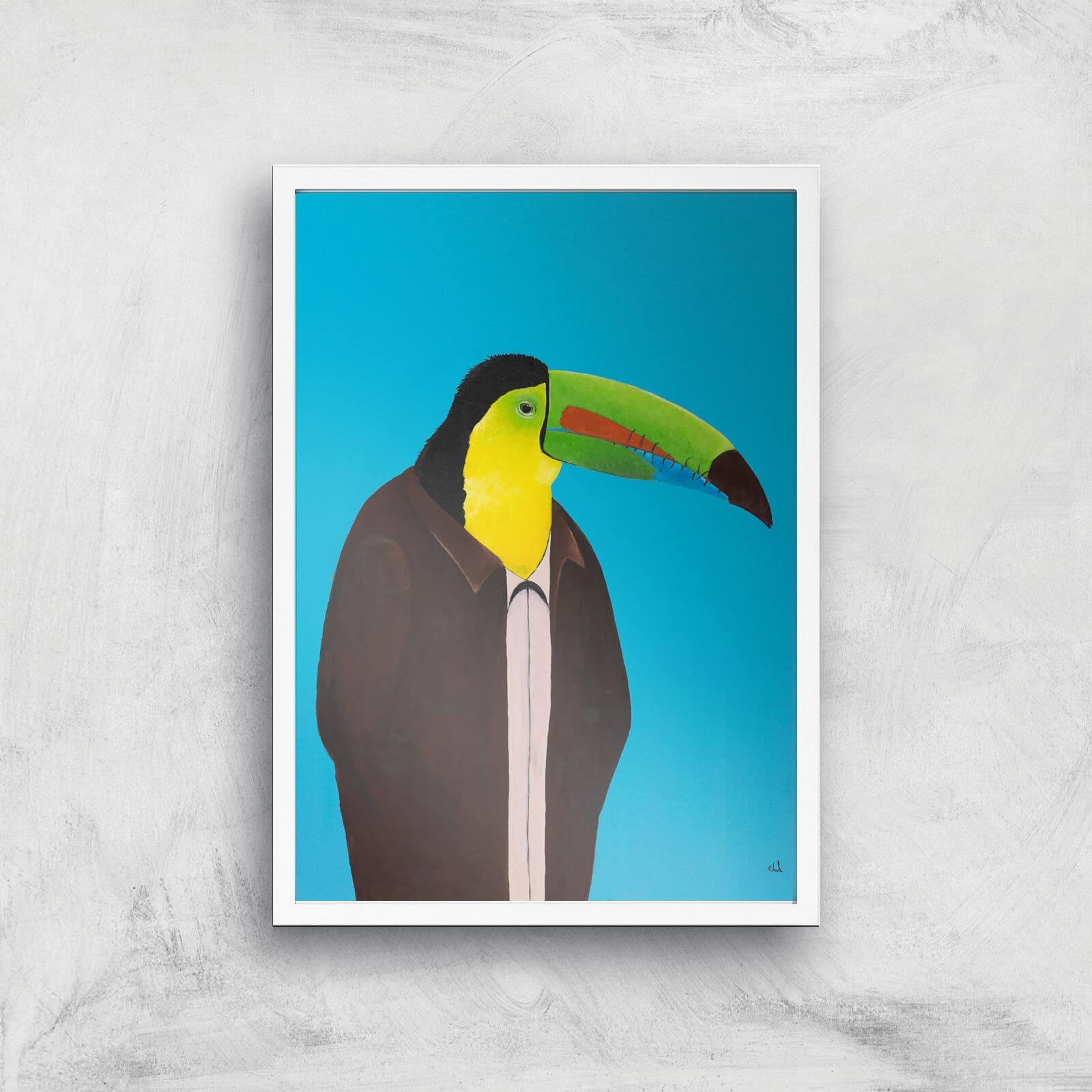 Toucan In Suit Giclee Art Print - A3 - White Frame