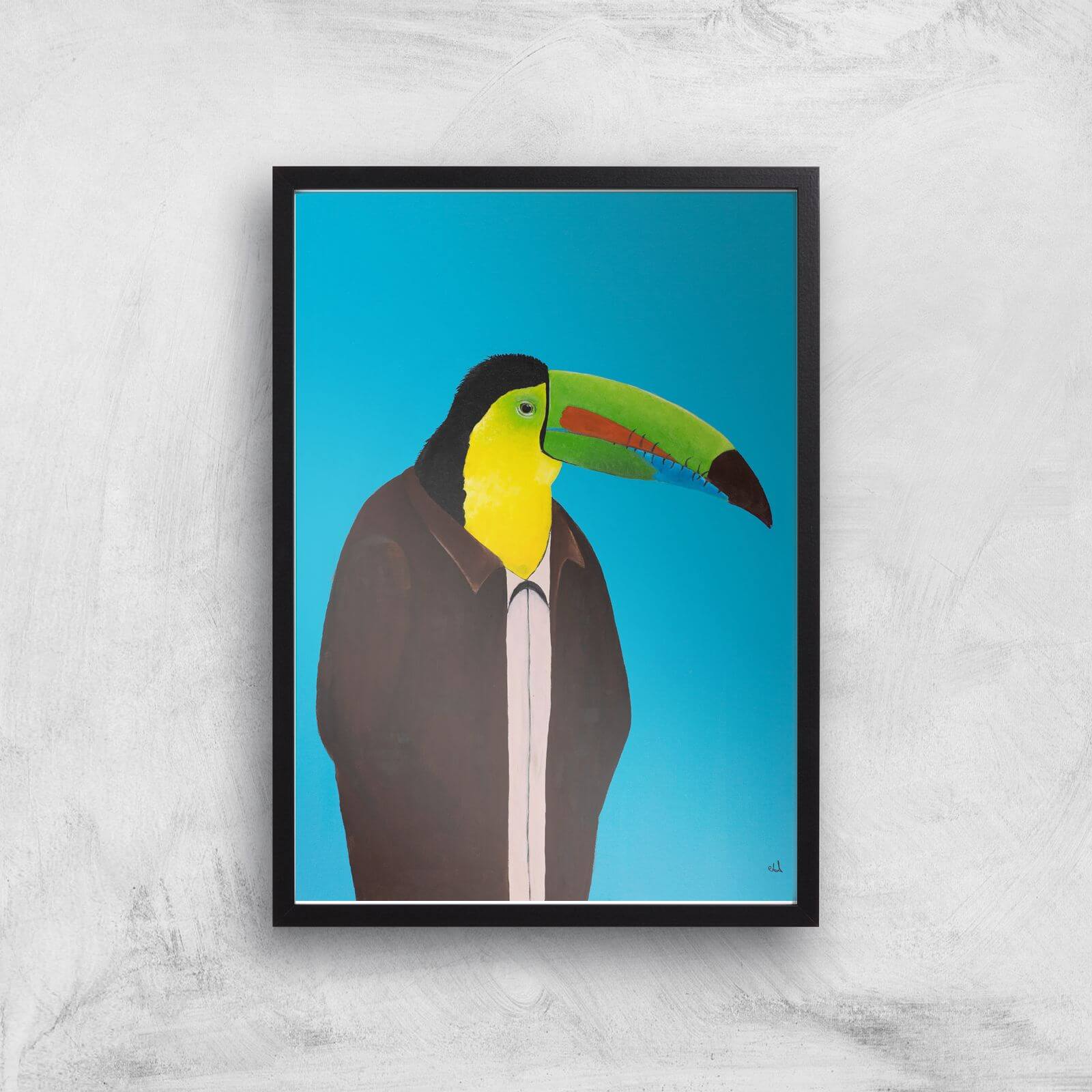Toucan In Suit Giclee Art Print - A3 - Black Frame