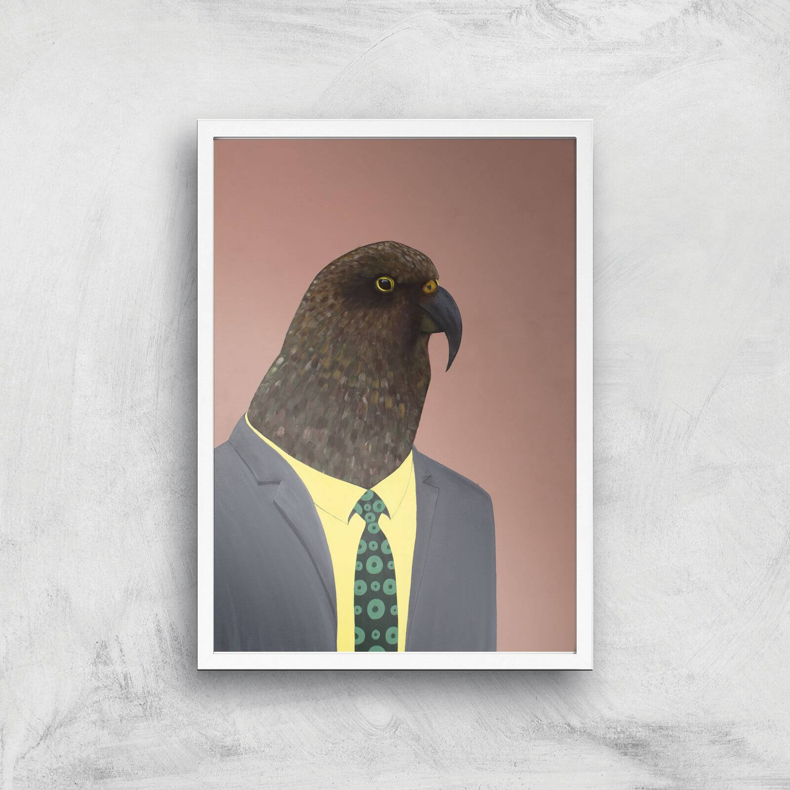 Kea In Suit Giclee Art Print - A3 - White Frame