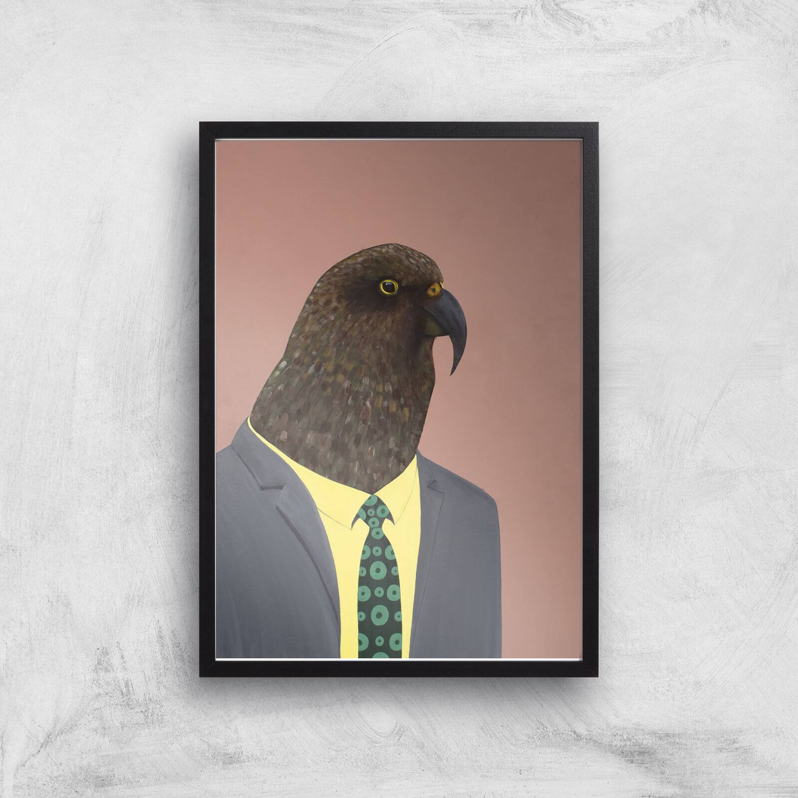 Kea In Suit Giclee Art Print - A2 - Black Frame