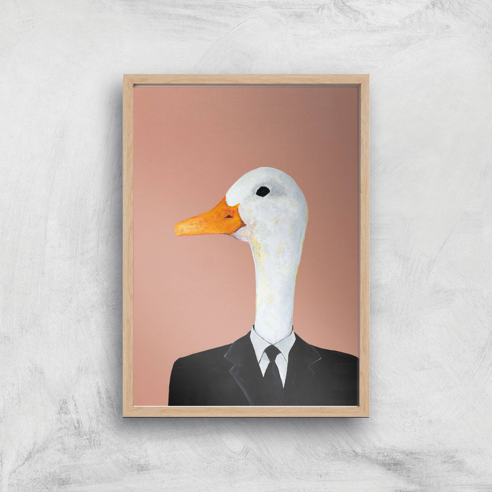 Ducky In Suit Giclee Art Print - A4 - Wooden Frame