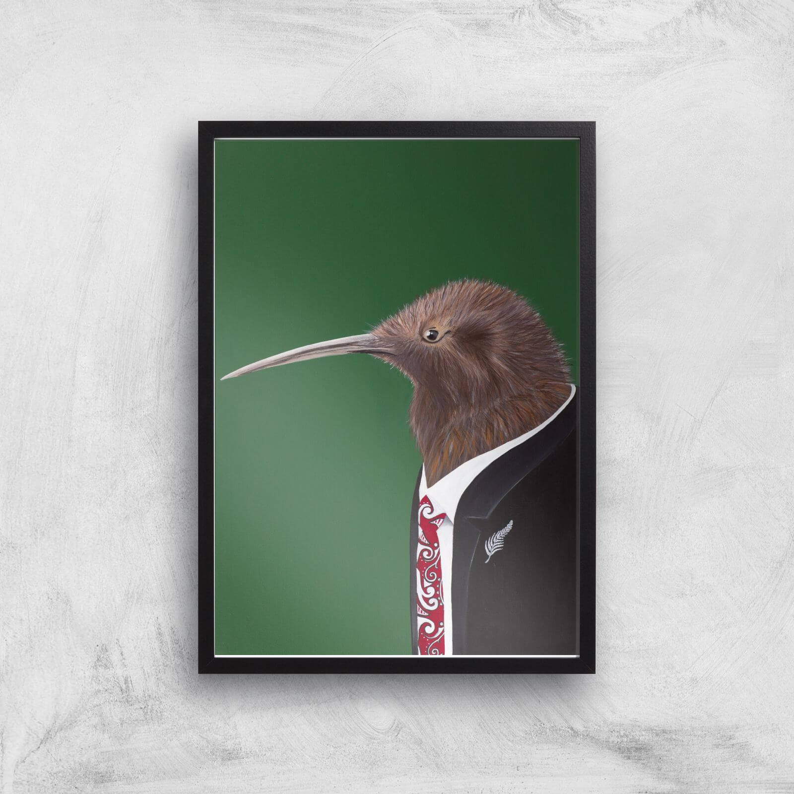 Kiwi In Suit Giclee Art Print - A2 - Black Frame