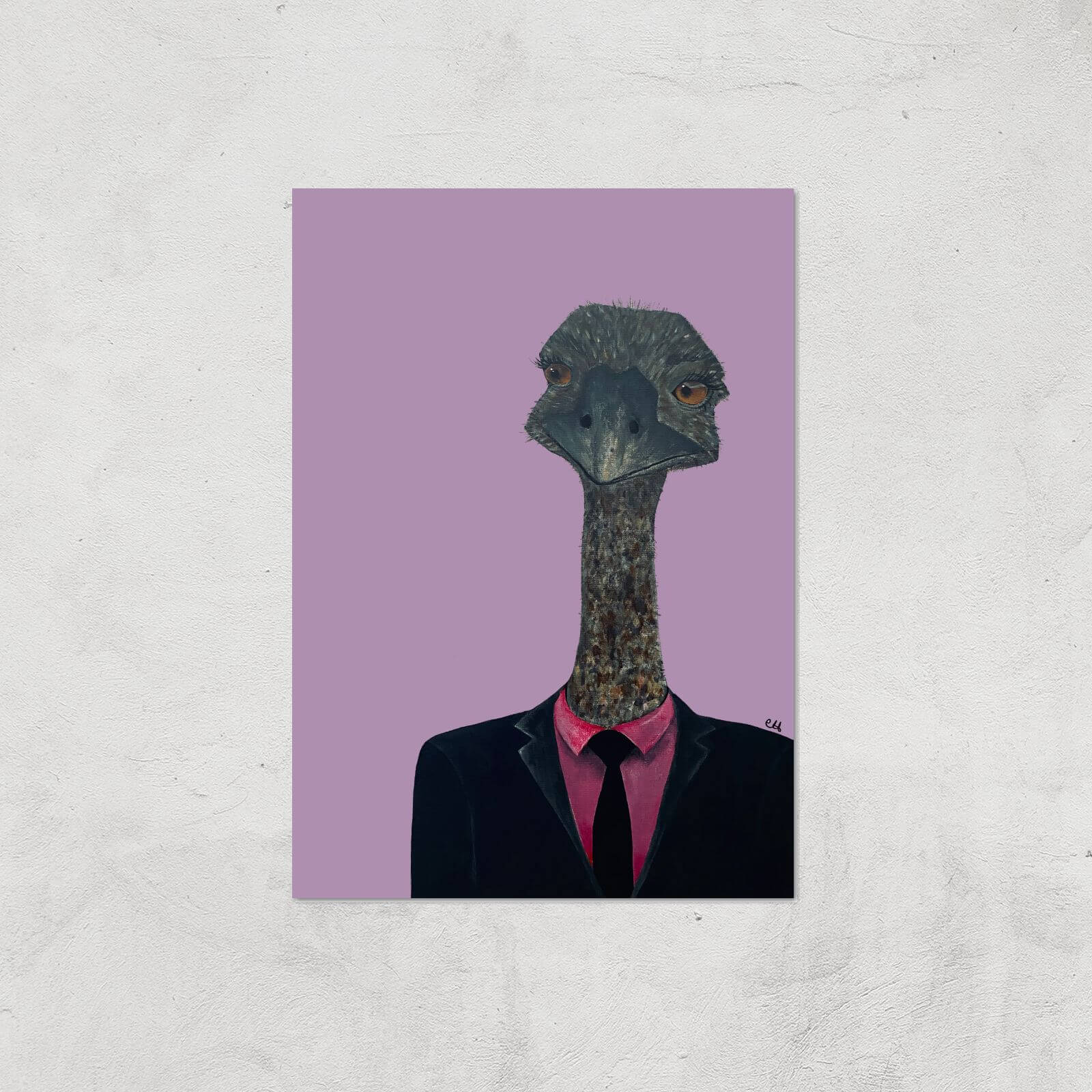 Ostrich In Suit Giclee Art Print - A2 - Print Only
