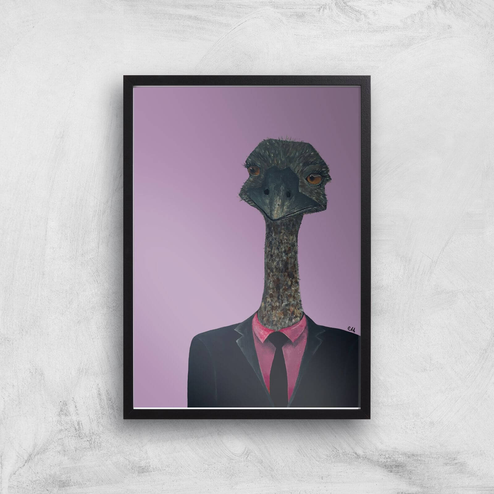Ostrich In Suit Giclee Art Print - A2 - Black Frame
