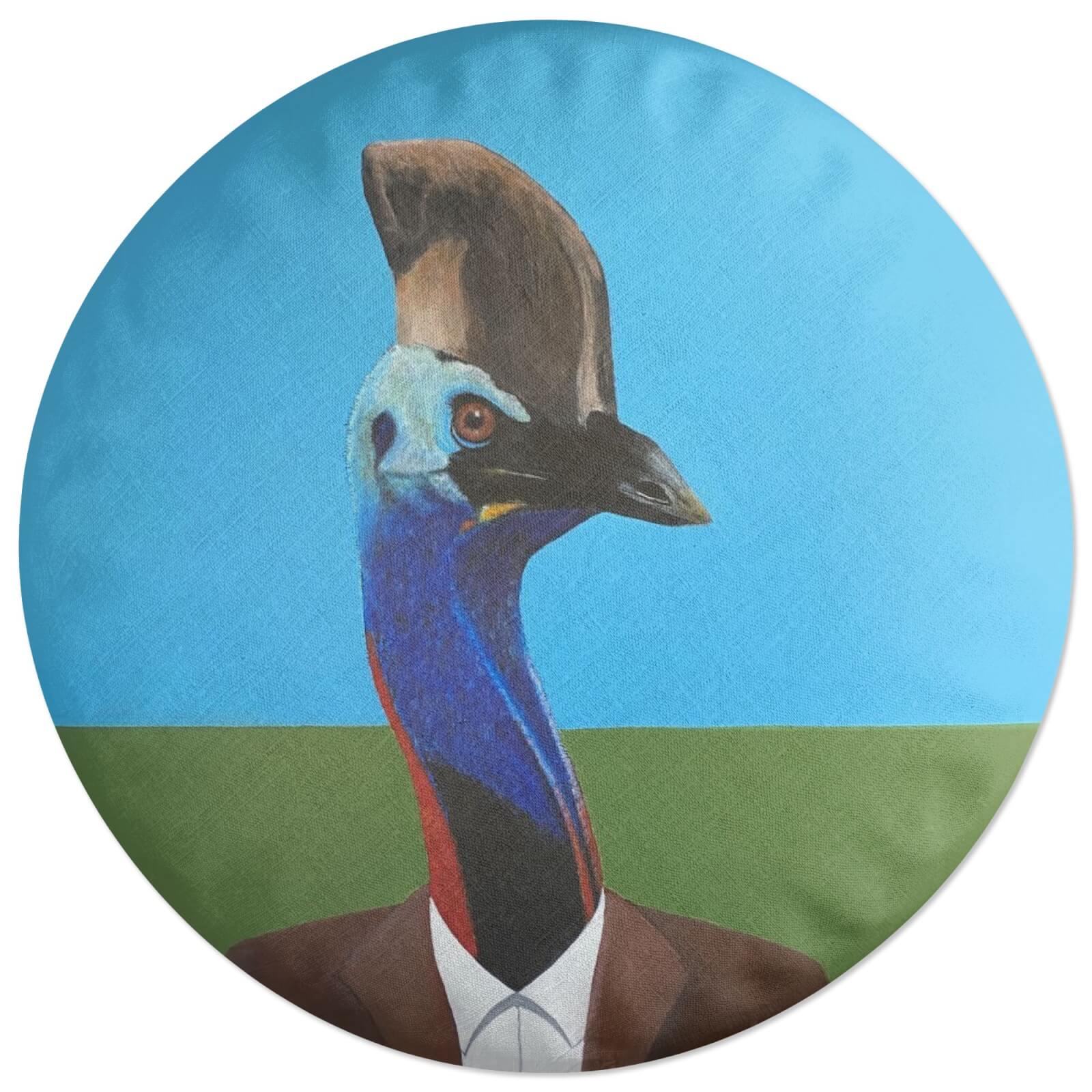 Cassowary In Suit Round Cushion