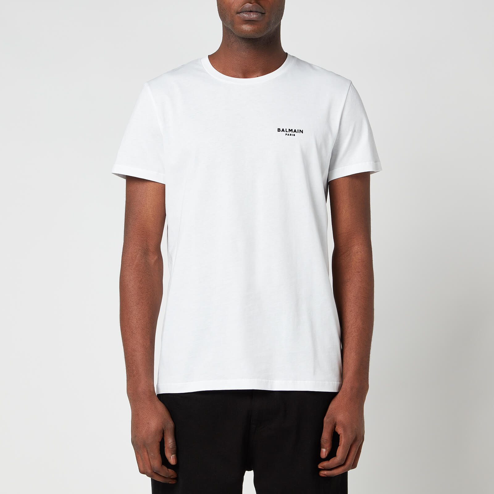 Balmain Men's Small Flock T-Shirt - White/Black - S